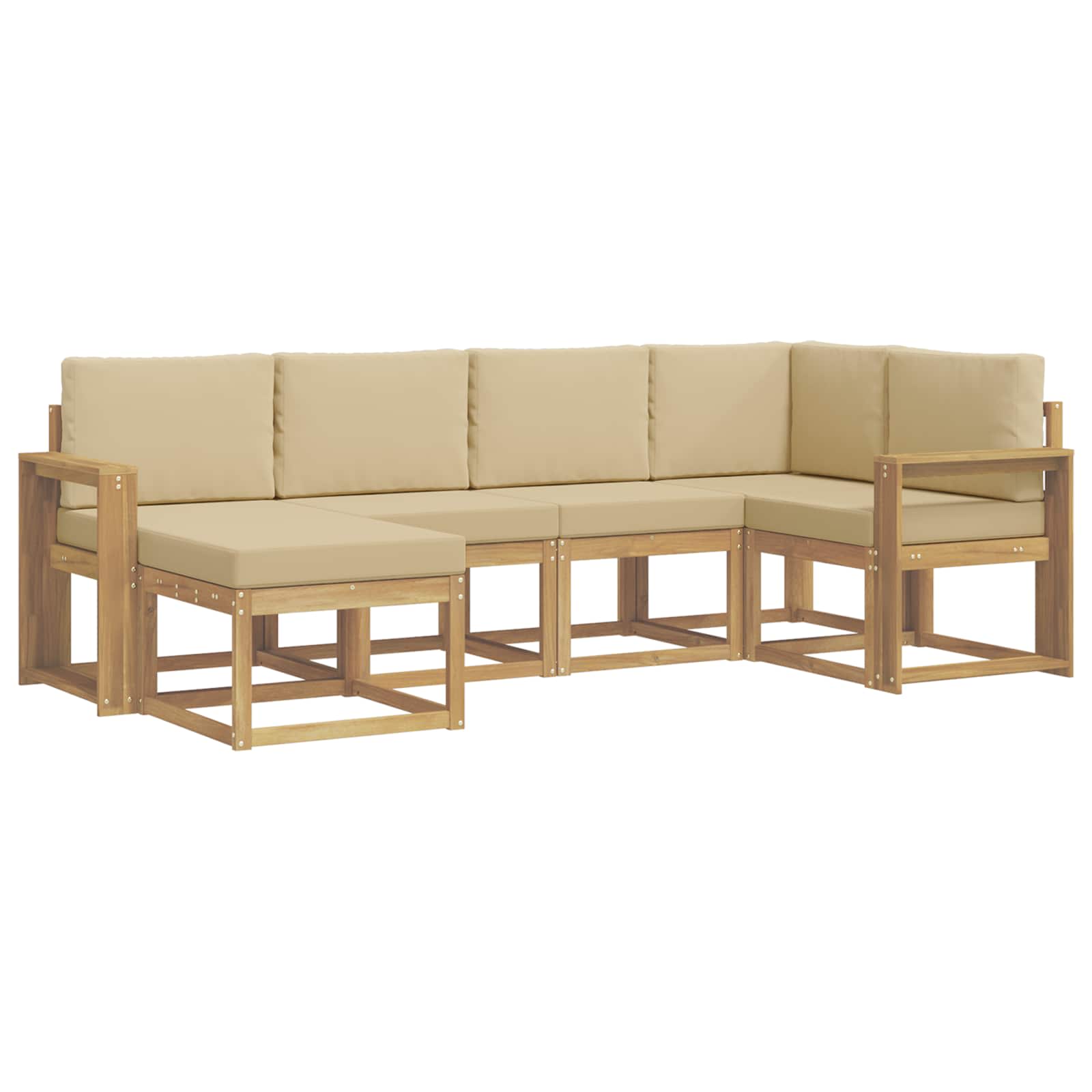 Buiten bankenset met kussen 6 pcs Wit en Beige Polyester is nu te koop bij PeponiXL, paradijselijk wonen!