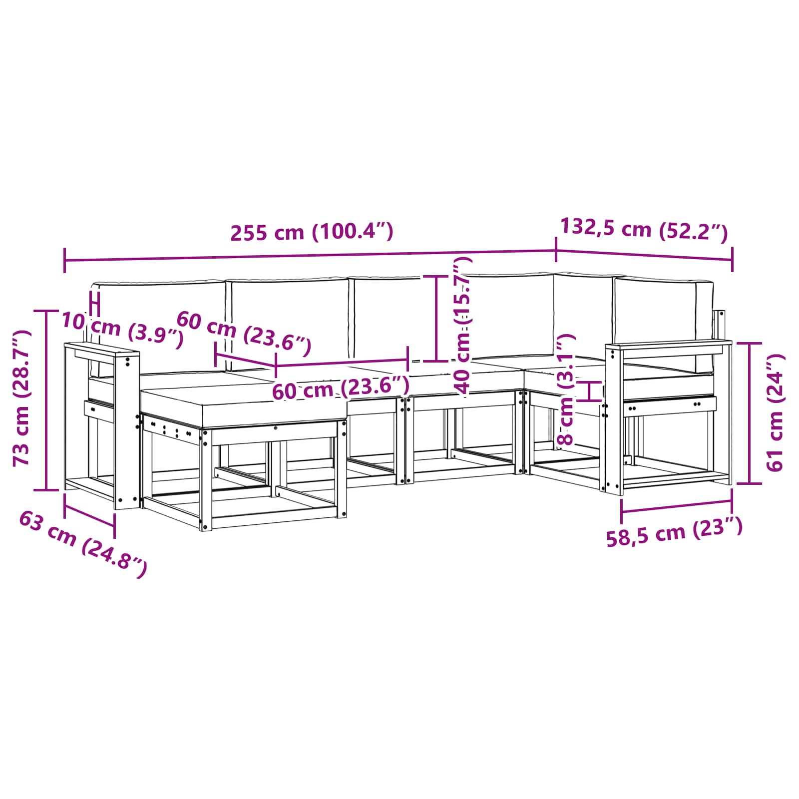 Buiten bankenset met kussen 6 pcs Wit en Beige Polyester is nu te koop bij PeponiXL, paradijselijk wonen!