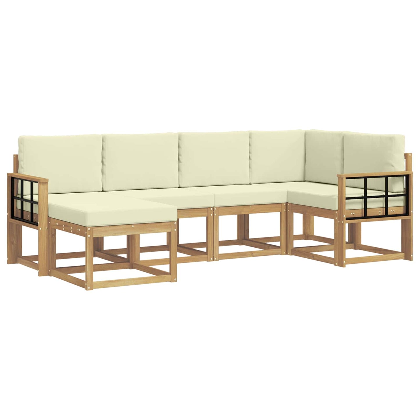 Buiten bankenset met kussen 6 pcs Wit en crèmekleurig Polyester is nu te koop bij PeponiXL, paradijselijk wonen!