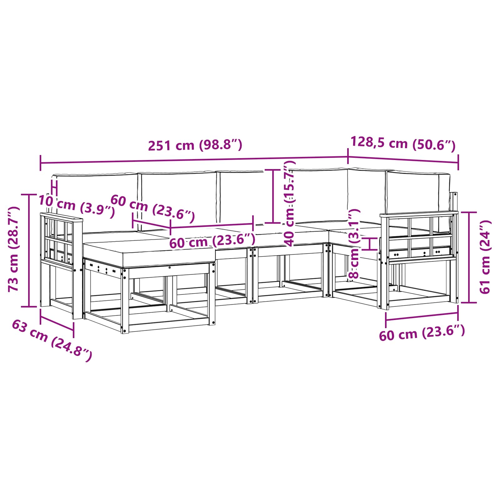 Buiten bankenset met kussen 6 pcs Wit en crèmekleurig Polyester is nu te koop bij PeponiXL, paradijselijk wonen!
