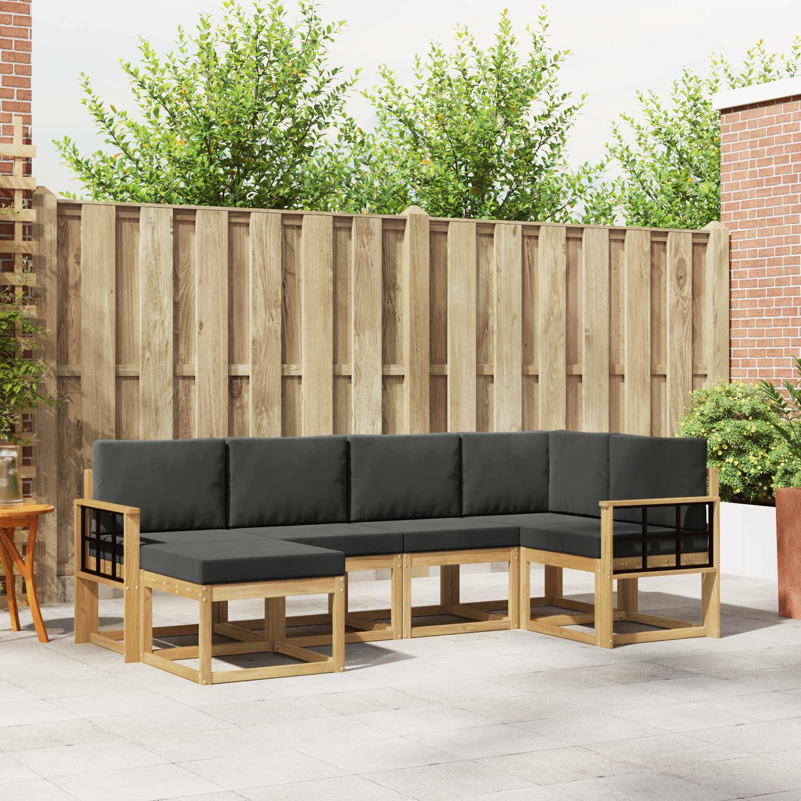 Buiten bankenset 6 pcs Wit en antracietkleurig Polyester is nu te koop bij PeponiXL, paradijselijk wonen!