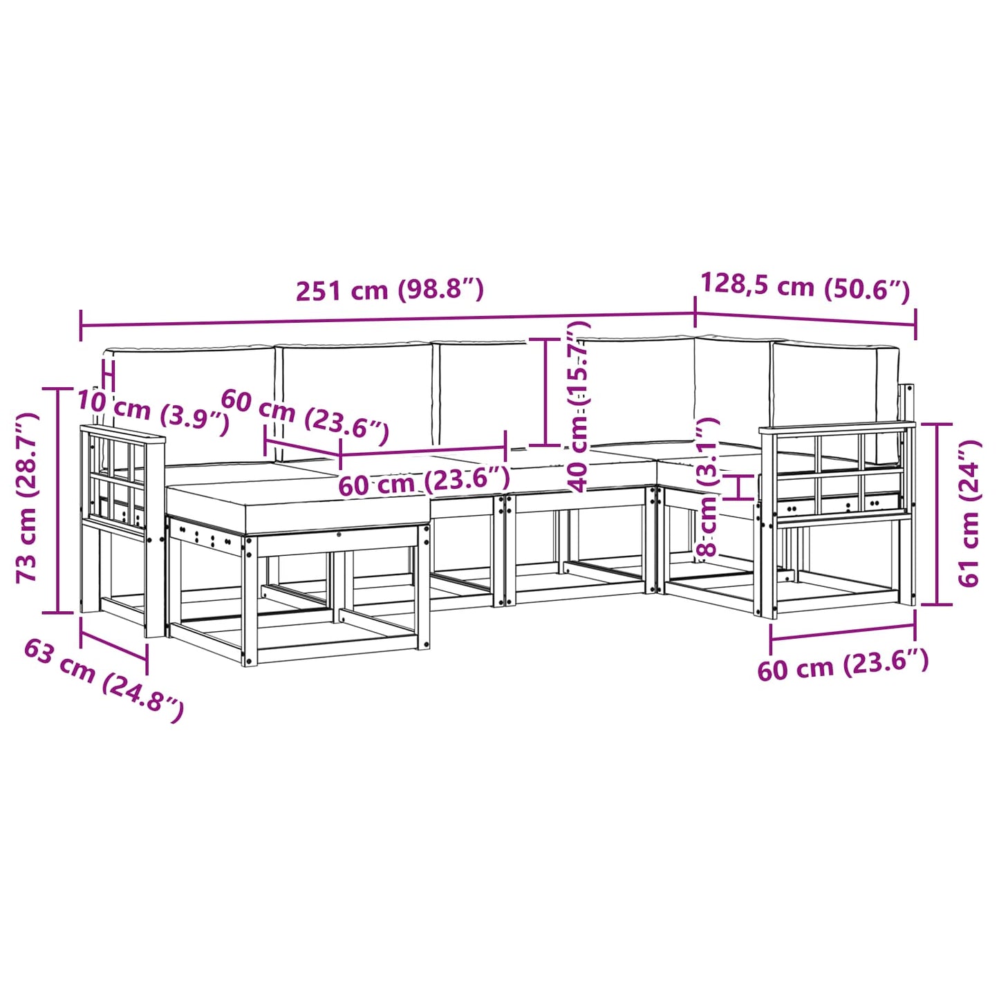 Buiten bankenset 6 pcs Wit en antracietkleurig Polyester is nu te koop bij PeponiXL, paradijselijk wonen!