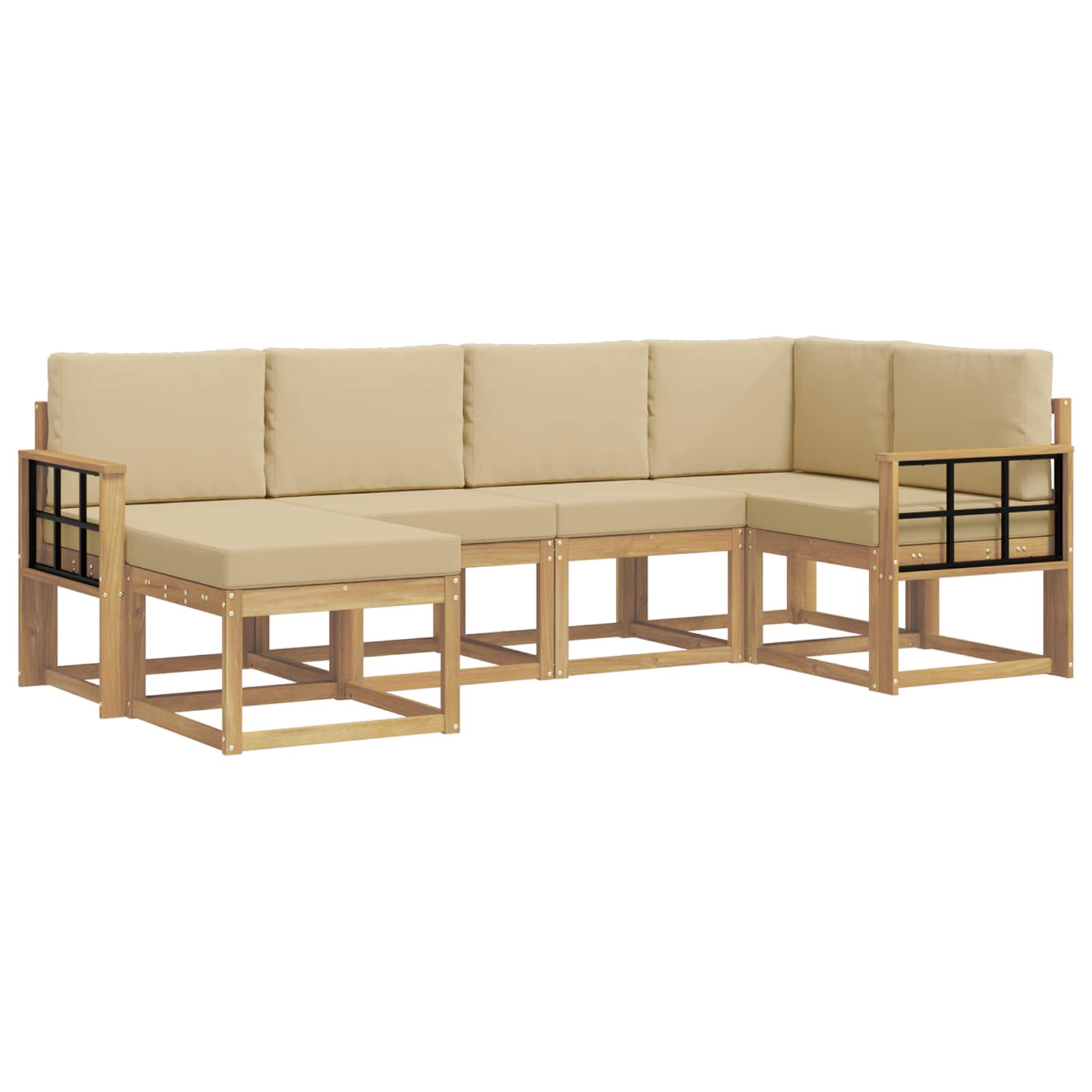 Buiten bankenset met kussen 6 pcs Wit en Beige Polyester is nu te koop bij PeponiXL, paradijselijk wonen!