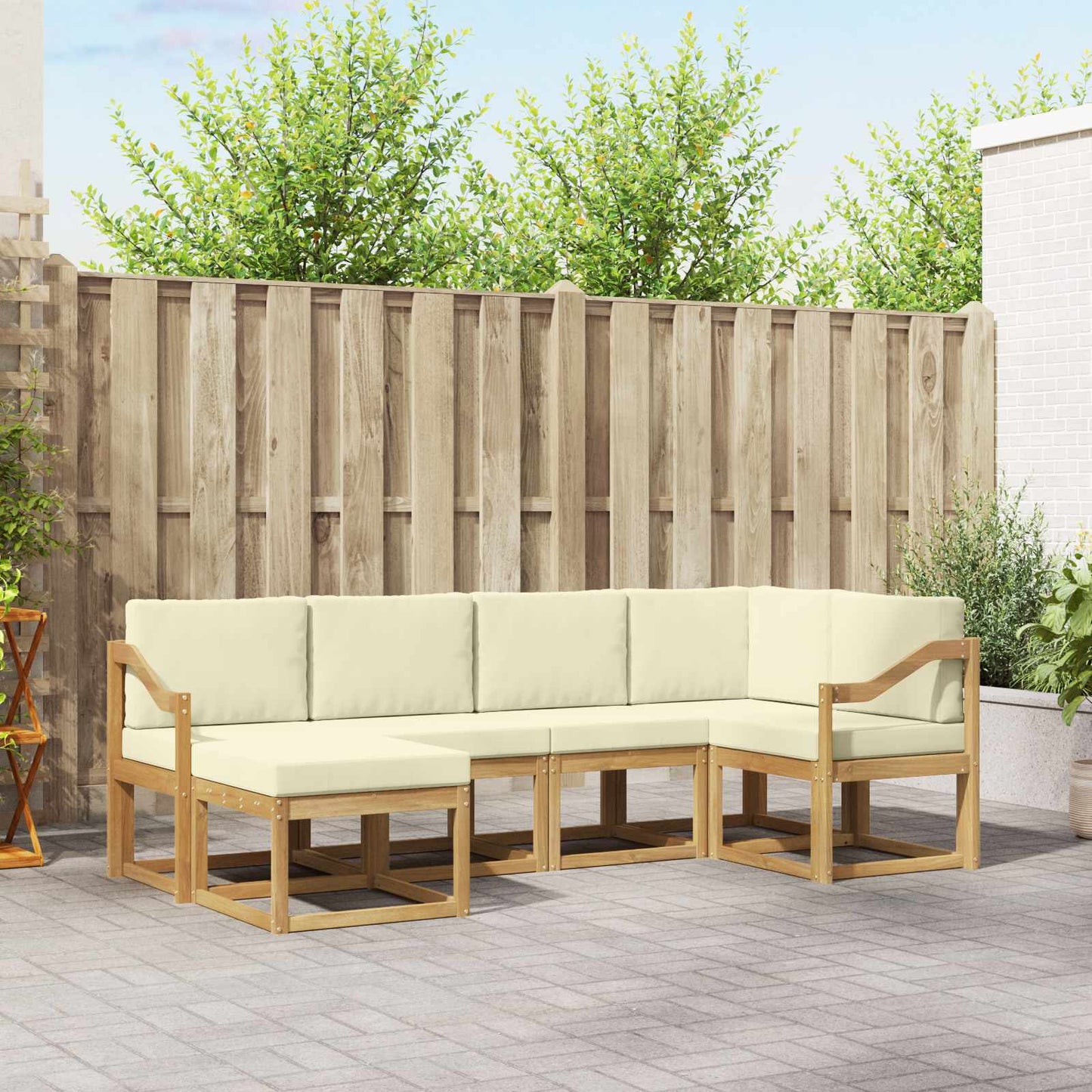Buiten bankenset met kussen 6 pcs Wit en crèmekleurig Polyester is nu te koop bij PeponiXL, paradijselijk wonen!