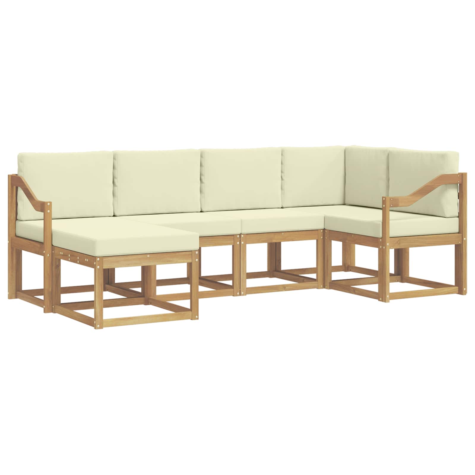 Buiten bankenset met kussen 6 pcs Wit en crèmekleurig Polyester is nu te koop bij PeponiXL, paradijselijk wonen!
