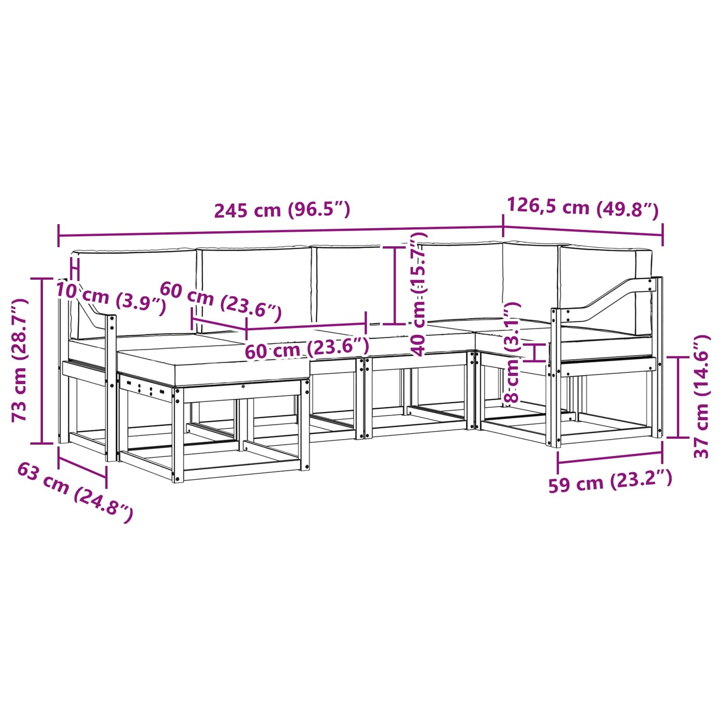 Buiten bankenset met kussen 6 pcs Wit en crèmekleurig Polyester is nu te koop bij PeponiXL, paradijselijk wonen!
