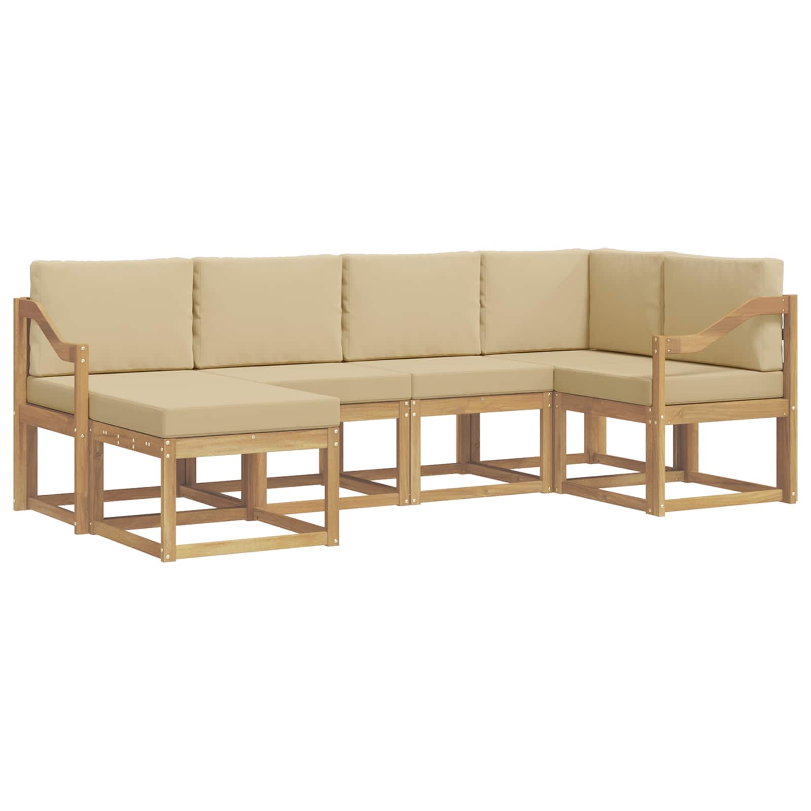 Buiten bankenset met kussen 6 pcs Wit en Beige Polyester is nu te koop bij PeponiXL, paradijselijk wonen!