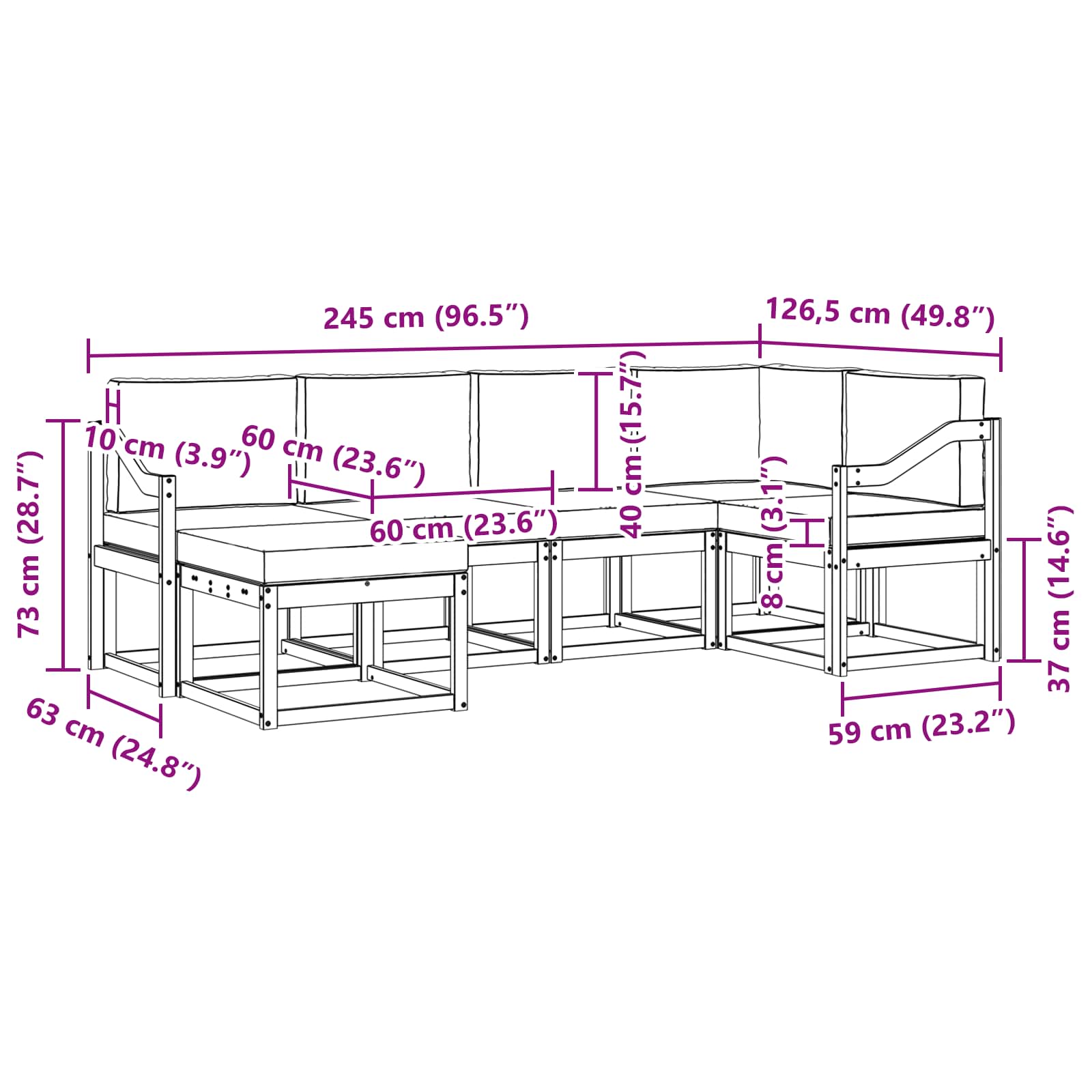 Buiten bankenset met kussen 6 pcs Wit en Beige Polyester is nu te koop bij PeponiXL, paradijselijk wonen!