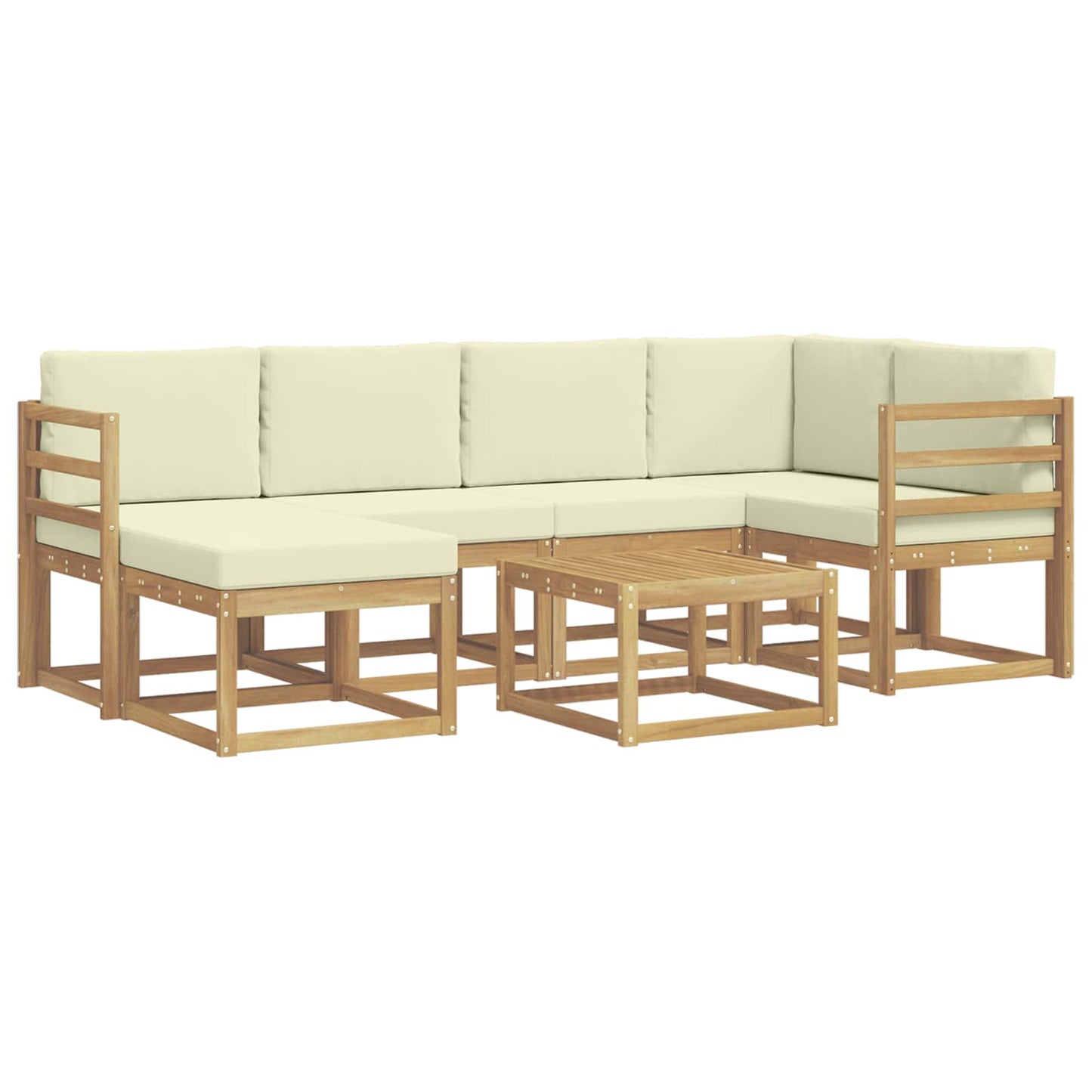 Buiten bankenset 7 pcs Wit en crèmekleurig Massief Acaciahout is nu te koop bij PeponiXL, paradijselijk wonen!