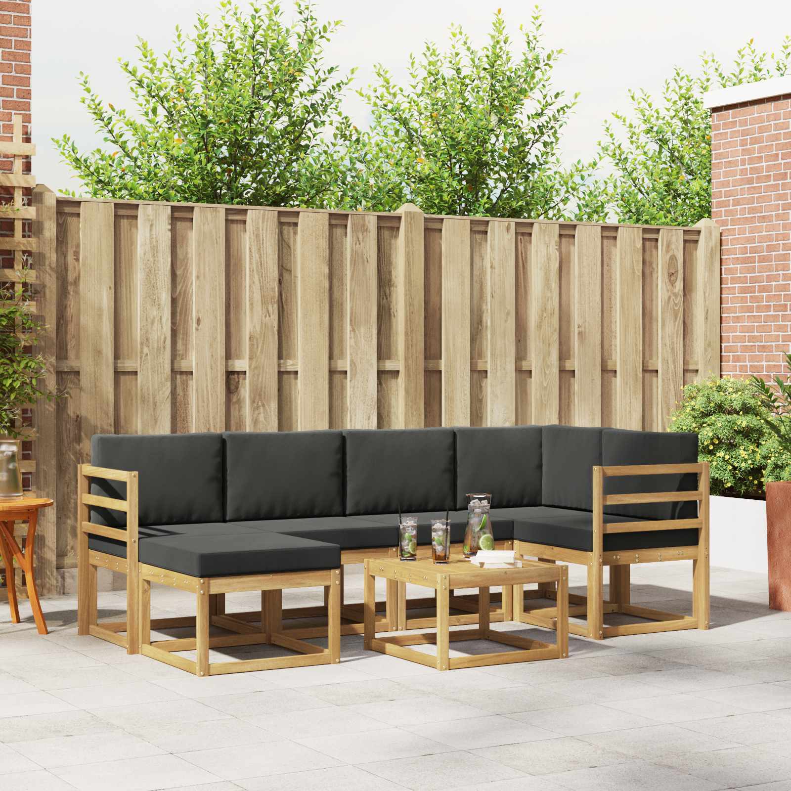 Buiten bankenset met kussen 7 pcs Wit en antracietkleurig is nu te koop bij PeponiXL, paradijselijk wonen!
