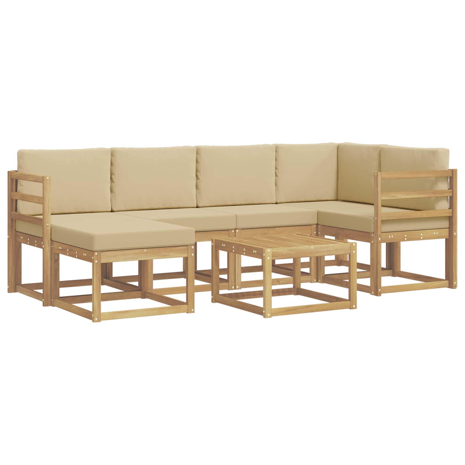Buiten bankenset 7 pcs Wit en Beige Massief Acaciahout is nu te koop bij PeponiXL, paradijselijk wonen!
