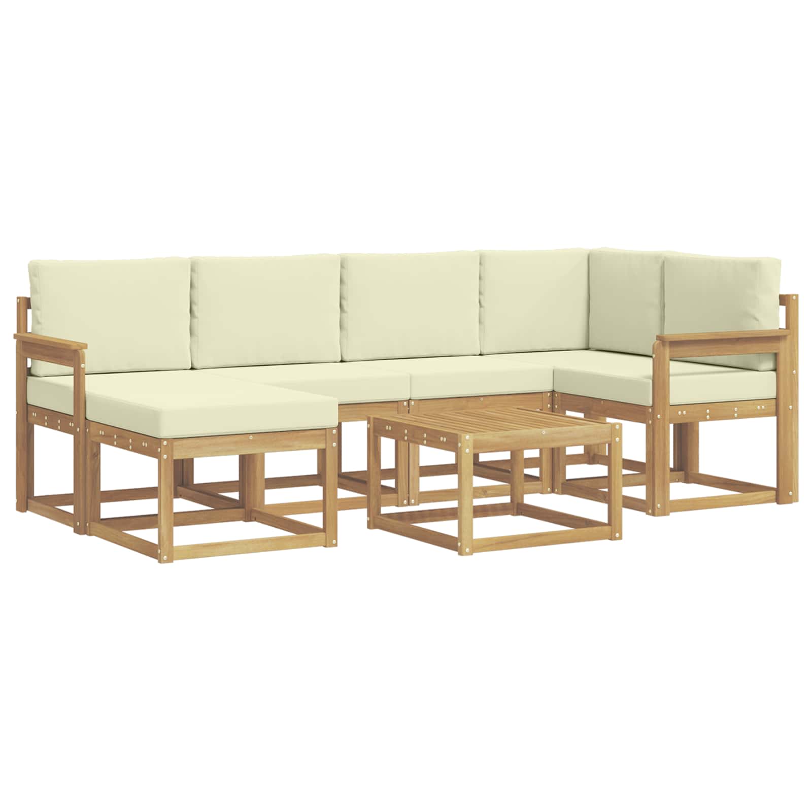 Buiten bankenset 7 pcs Wit en crèmekleurig Massief Acaciahout is nu te koop bij PeponiXL, paradijselijk wonen!