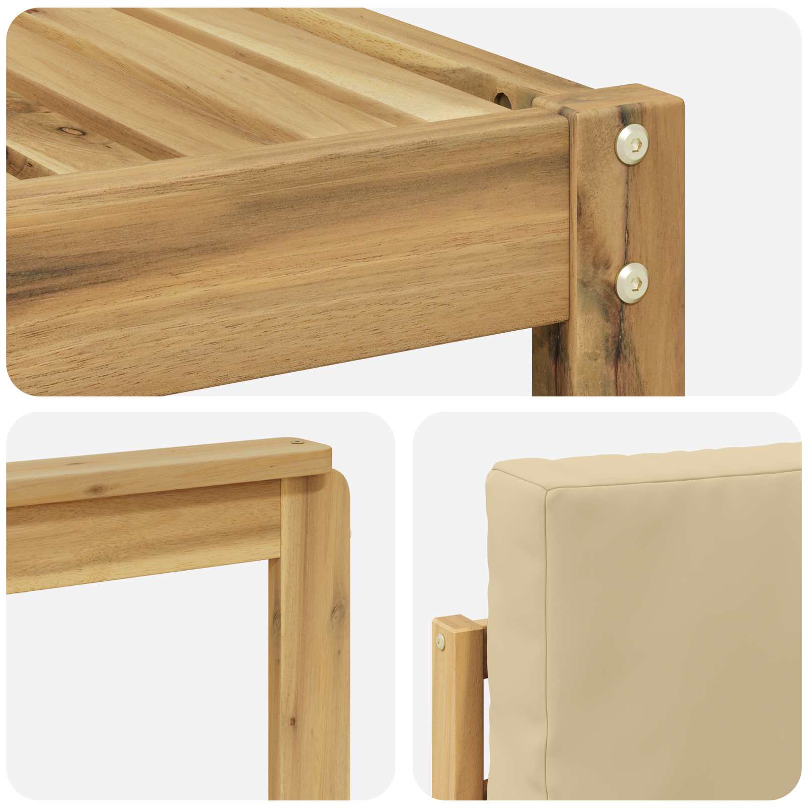 Buiten bankenset 7 pcs Wit en Beige Massief Acaciahout is nu te koop bij PeponiXL, paradijselijk wonen!