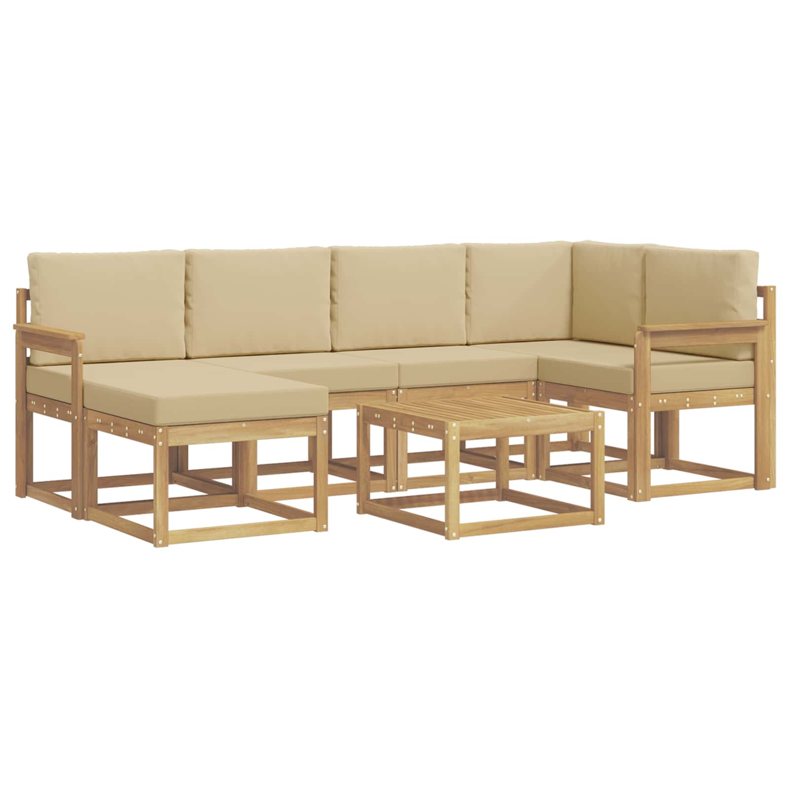 Buiten bankenset 7 pcs Wit en Beige Massief Acaciahout is nu te koop bij PeponiXL, paradijselijk wonen!