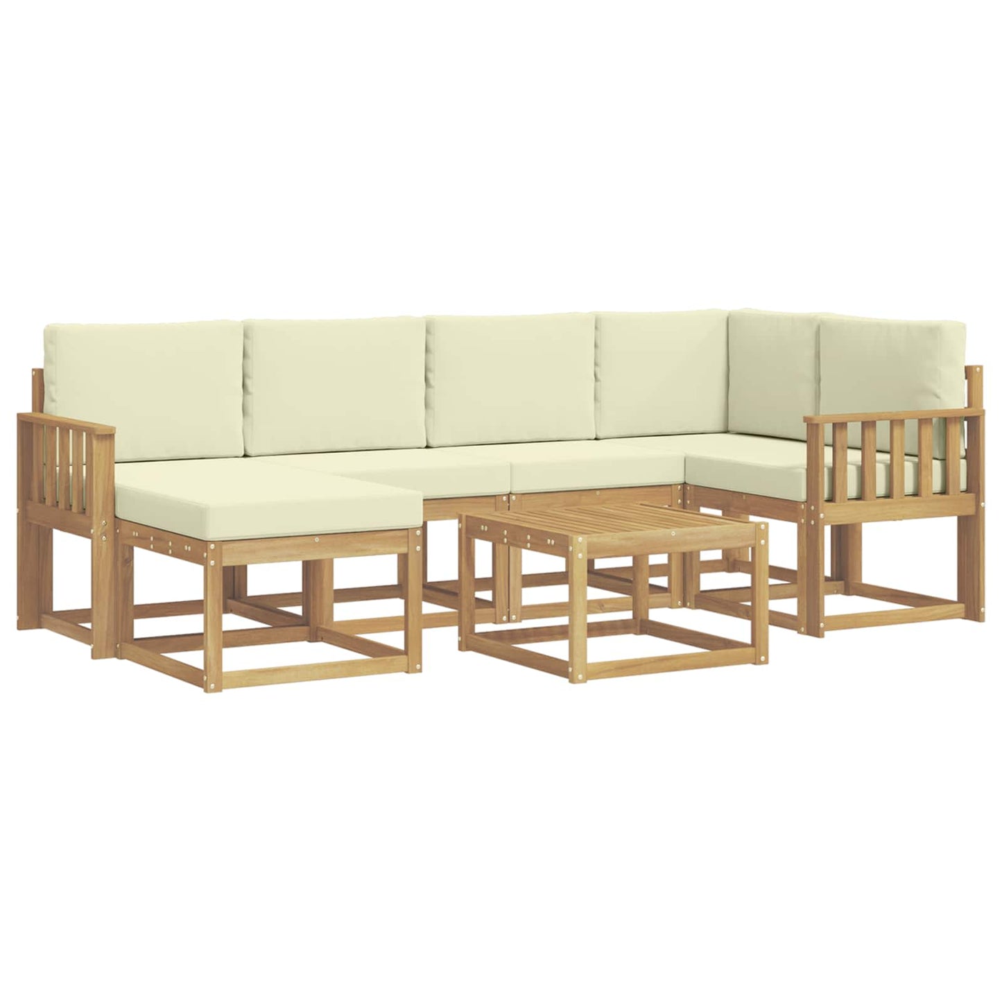 Buiten bankenset 7 pcs Wit en crèmekleurig Massief Acaciahout is nu te koop bij PeponiXL, paradijselijk wonen!