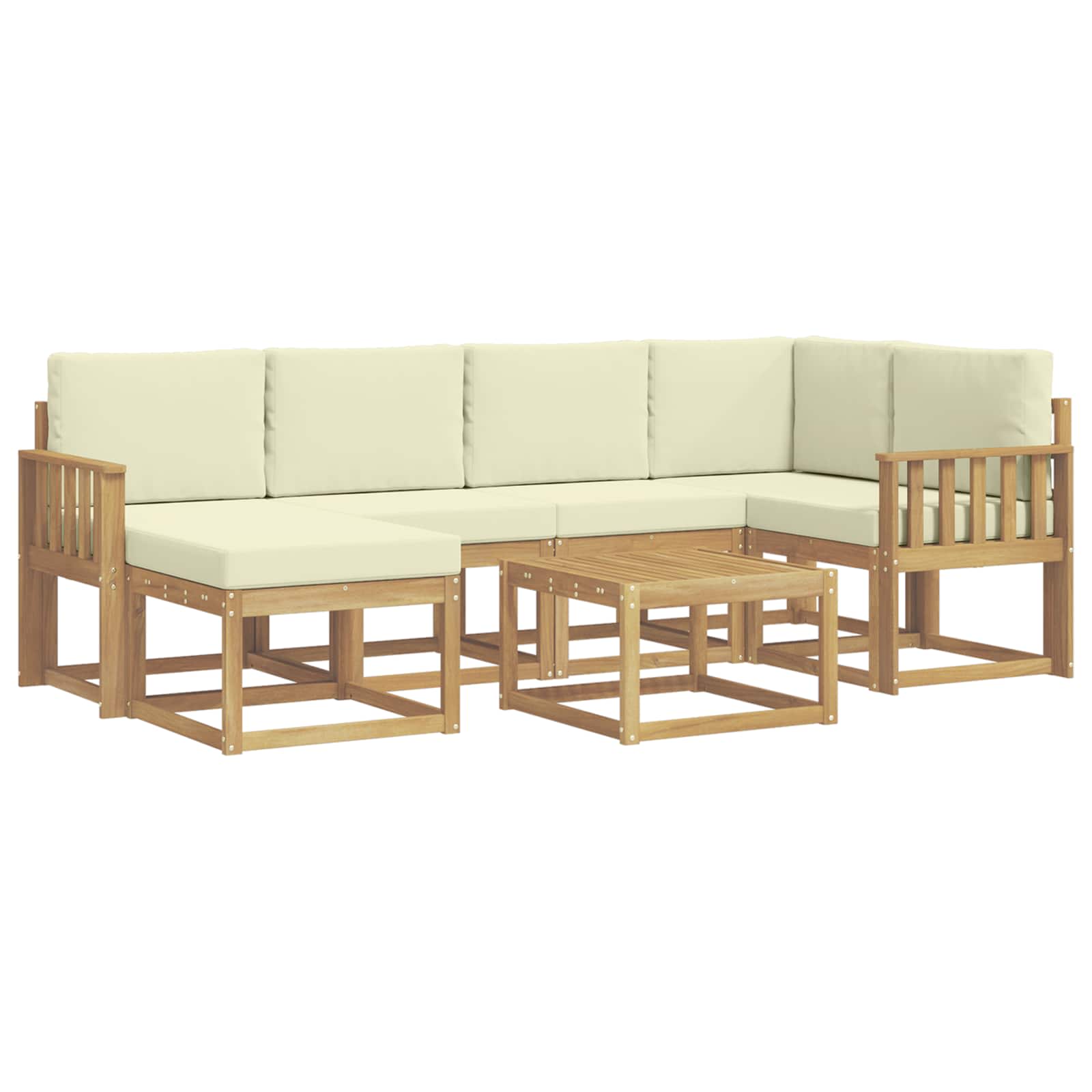 Buiten bankenset 7 pcs Wit en crèmekleurig Massief Acaciahout is nu te koop bij PeponiXL, paradijselijk wonen!