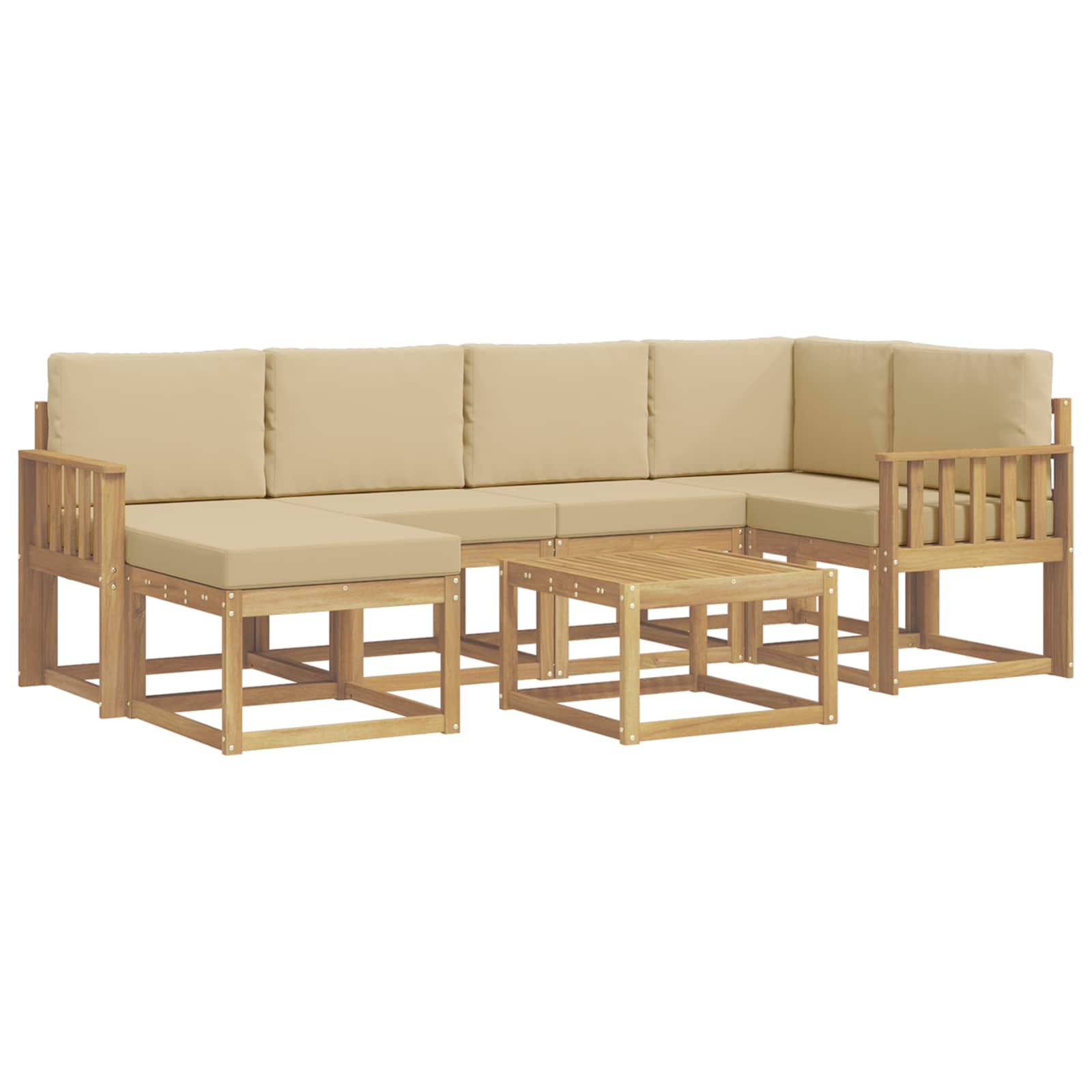 Buiten bankenset 7 pcs Wit en Beige Massief Acaciahout is nu te koop bij PeponiXL, paradijselijk wonen!