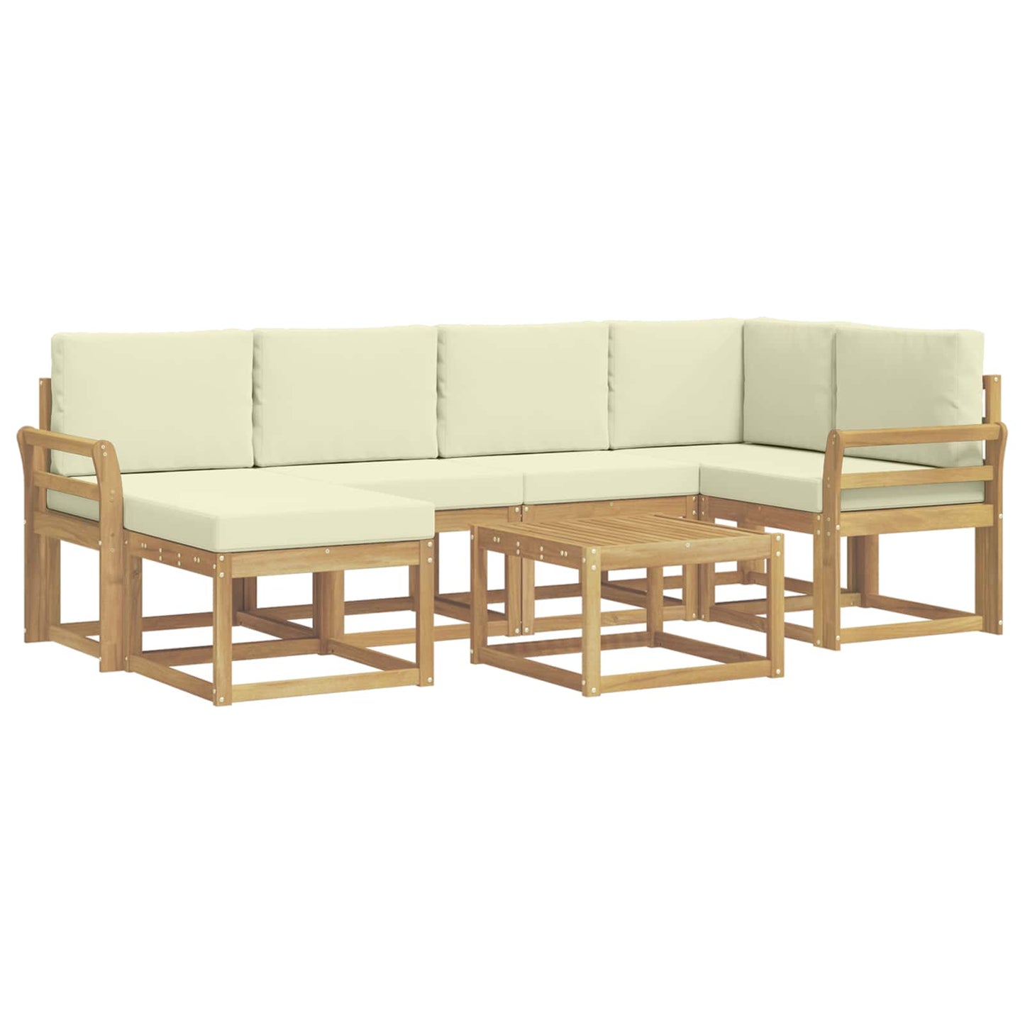 Buiten bankenset 7 pcs Wit en crèmekleurig Massief Acaciahout is nu te koop bij PeponiXL, paradijselijk wonen!