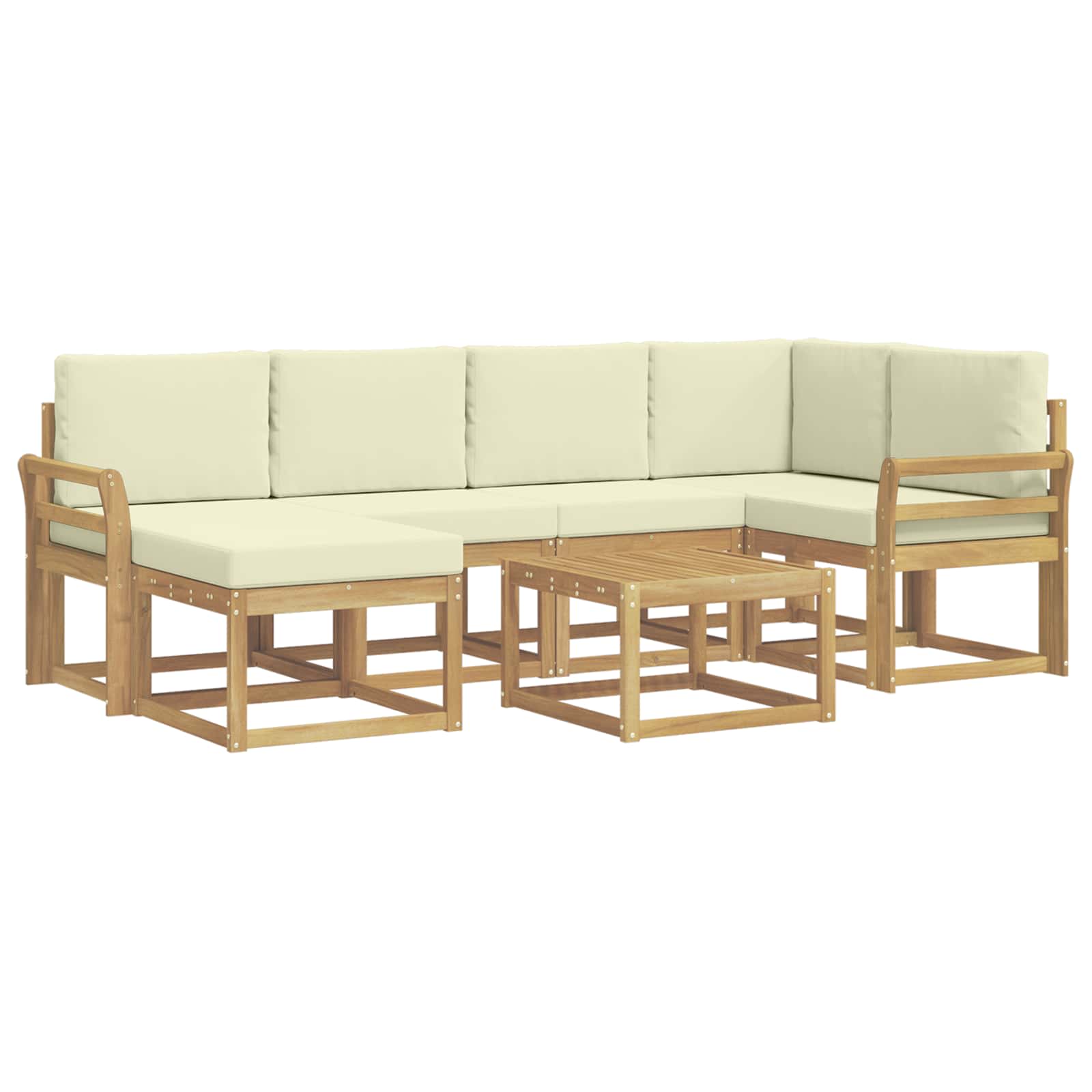 Buiten bankenset 7 pcs Wit en crèmekleurig Massief Acaciahout is nu te koop bij PeponiXL, paradijselijk wonen!
