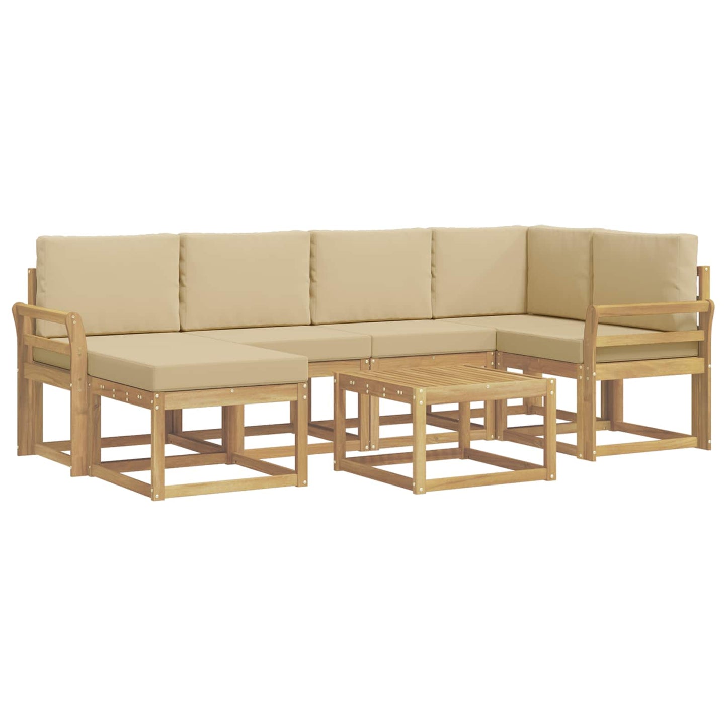 Buiten bankenset 7 pcs Wit en Beige Massief Acaciahout is nu te koop bij PeponiXL, paradijselijk wonen!