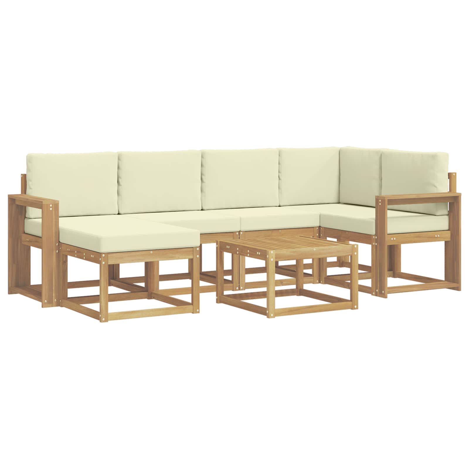 Buiten bankenset 7 pcs Wit en crèmekleurig Massief Acaciahout is nu te koop bij PeponiXL, paradijselijk wonen!