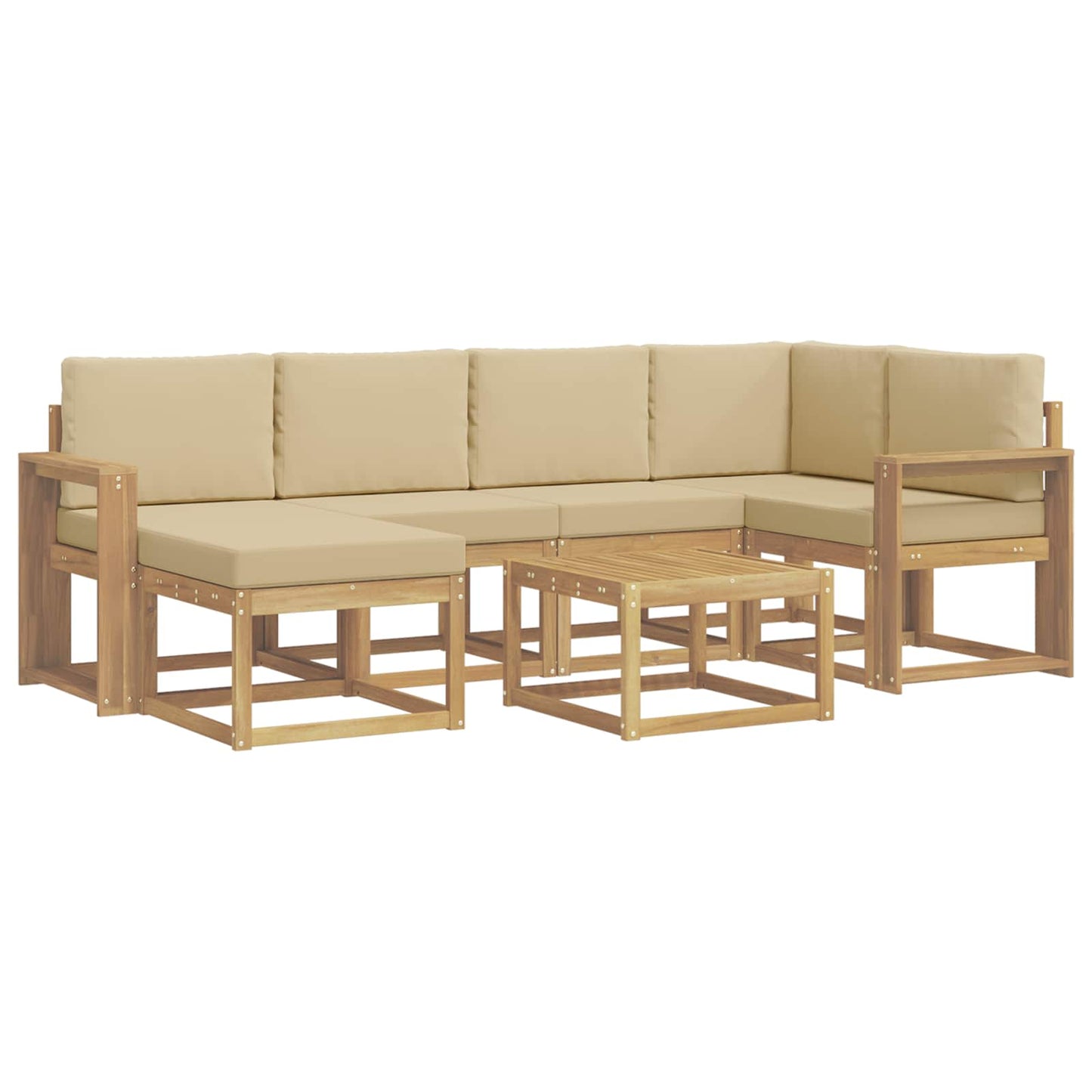 Buiten bankenset 7 pcs Wit en Beige Massief Acaciahout is nu te koop bij PeponiXL, paradijselijk wonen!