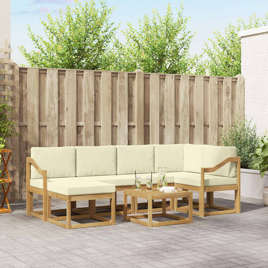 Buiten bankenset 7 pcs Wit en crèmekleurig Massief Acaciahout is nu te koop bij PeponiXL, paradijselijk wonen!