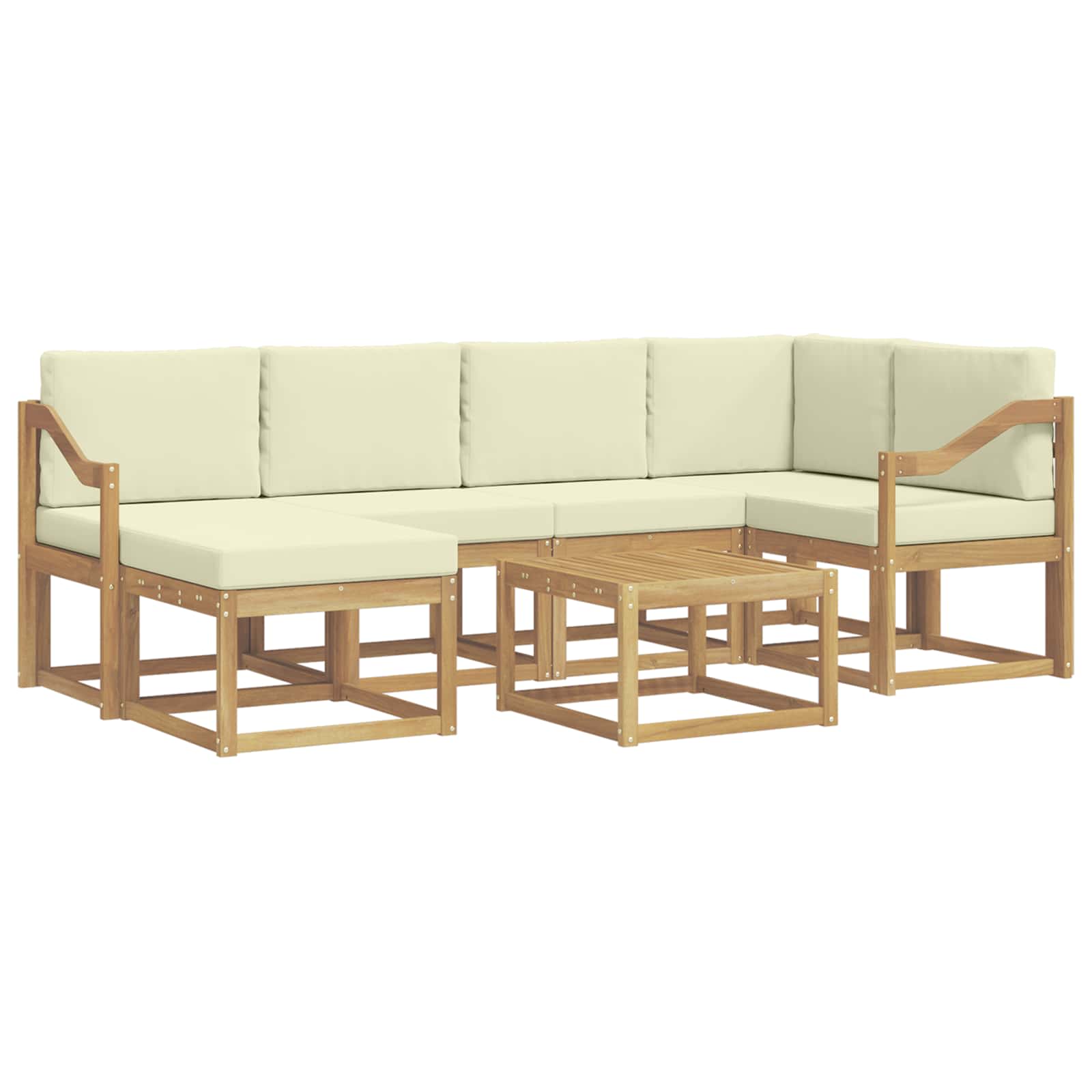 Buiten bankenset 7 pcs Wit en crèmekleurig Massief Acaciahout is nu te koop bij PeponiXL, paradijselijk wonen!