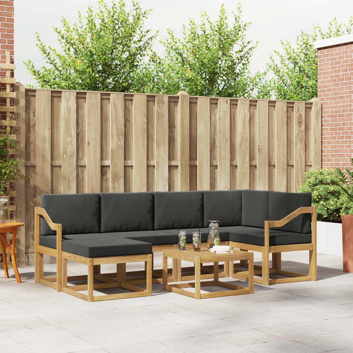 Buiten bankenset met kussen 7 pcs Wit en antracietkleurig is nu te koop bij PeponiXL, paradijselijk wonen!
