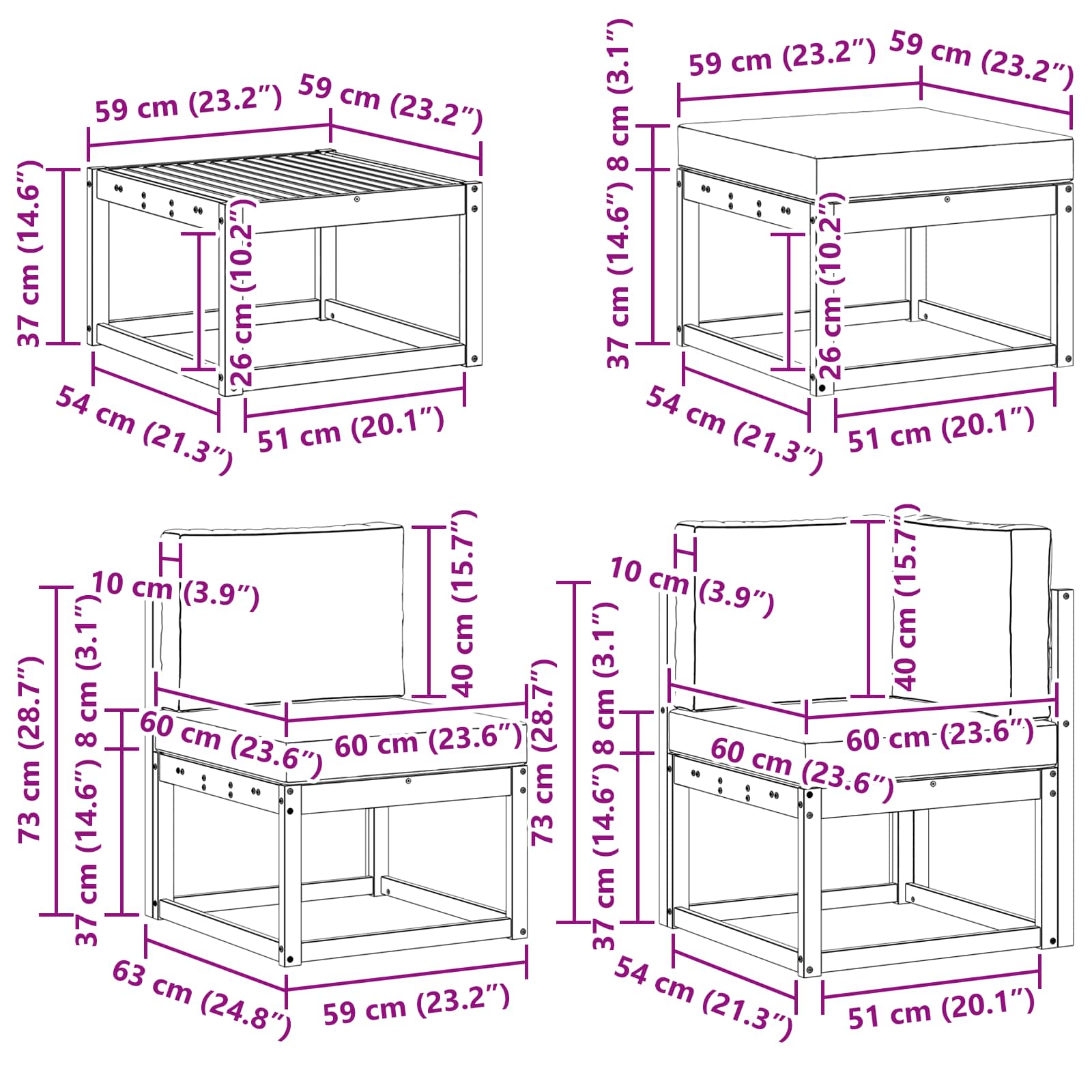 Buiten bankenset met kussen 7 pcs Wit en antracietkleurig is nu te koop bij PeponiXL, paradijselijk wonen!
