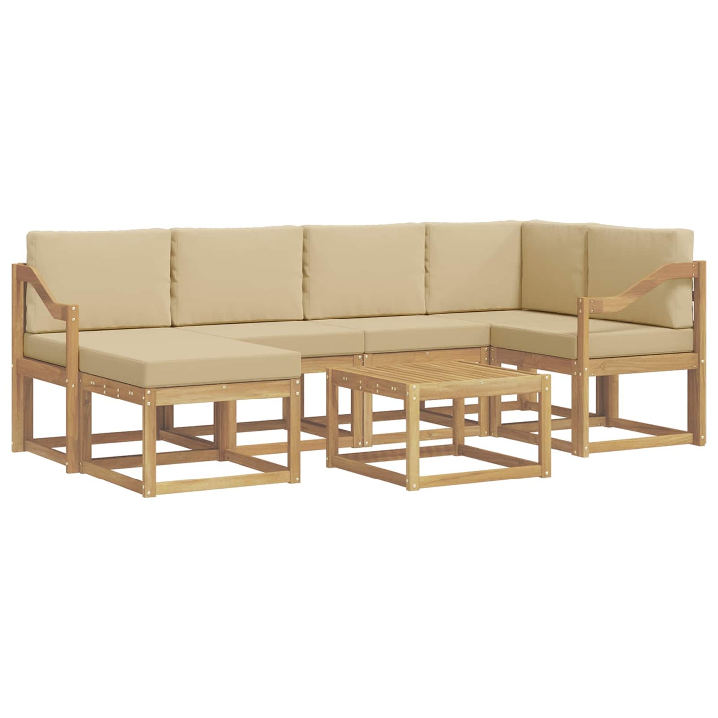 Buiten bankenset 7 pcs Wit en Beige Massief Acaciahout is nu te koop bij PeponiXL, paradijselijk wonen!