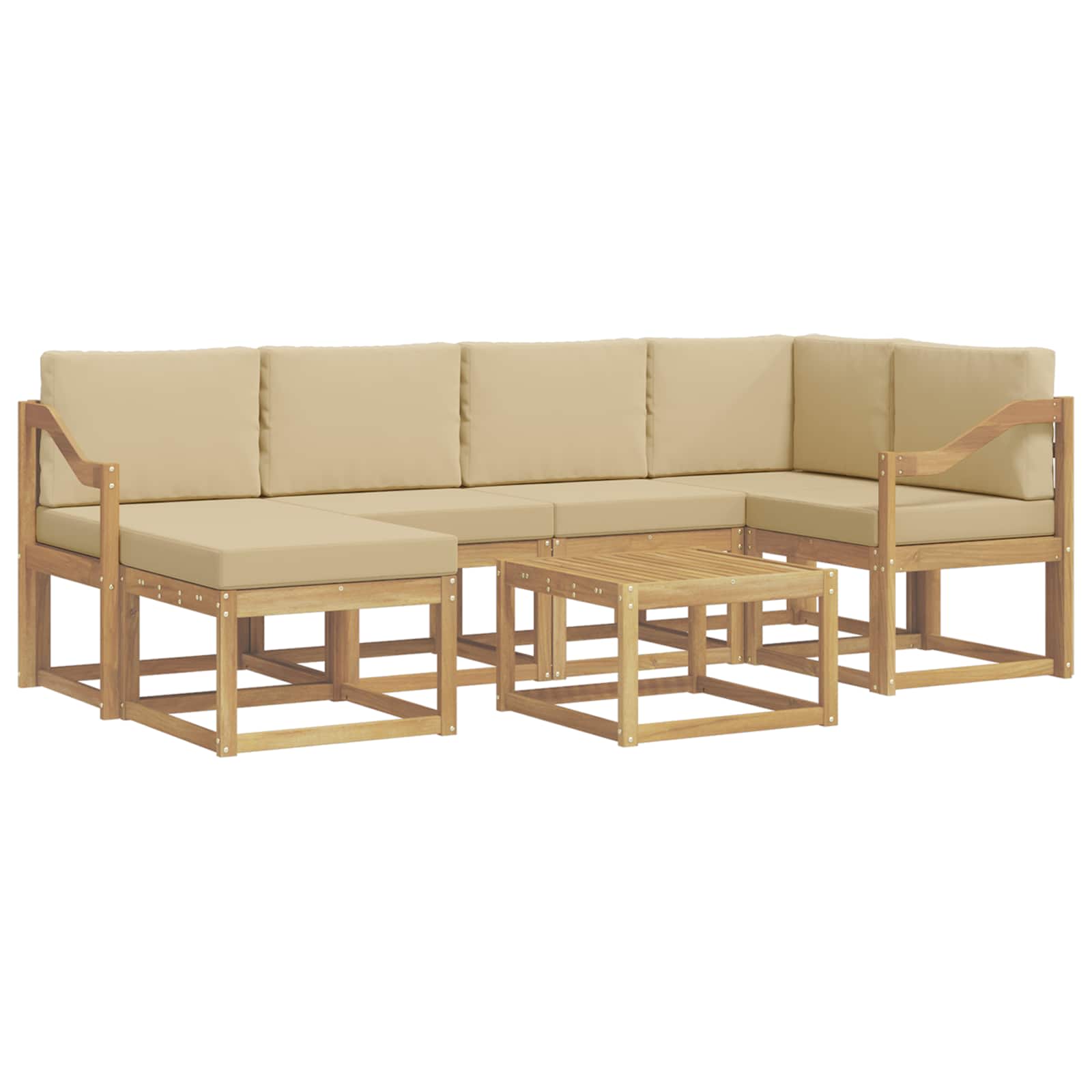 Buiten bankenset 7 pcs Wit en Beige Massief Acaciahout is nu te koop bij PeponiXL, paradijselijk wonen!