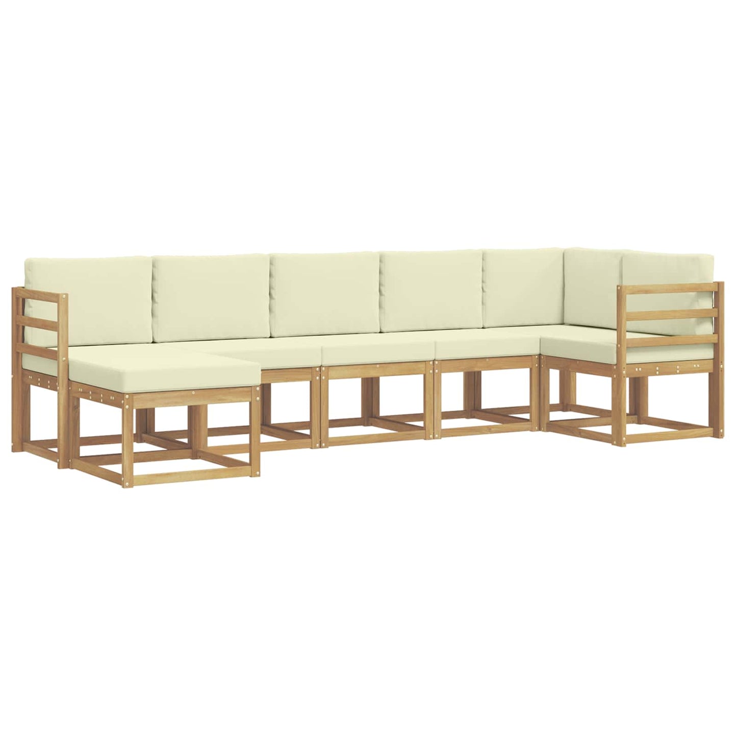 Buiten bankenset met kussen 7 pcs Wit en crèmekleurig Polyester is nu te koop bij PeponiXL, paradijselijk wonen!