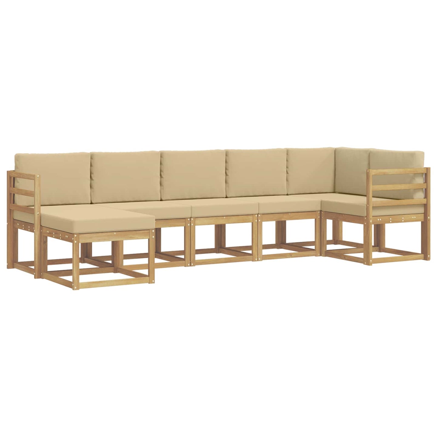 Buiten bankenset met kussen 7 pcs Wit en Beige Polyester is nu te koop bij PeponiXL, paradijselijk wonen!