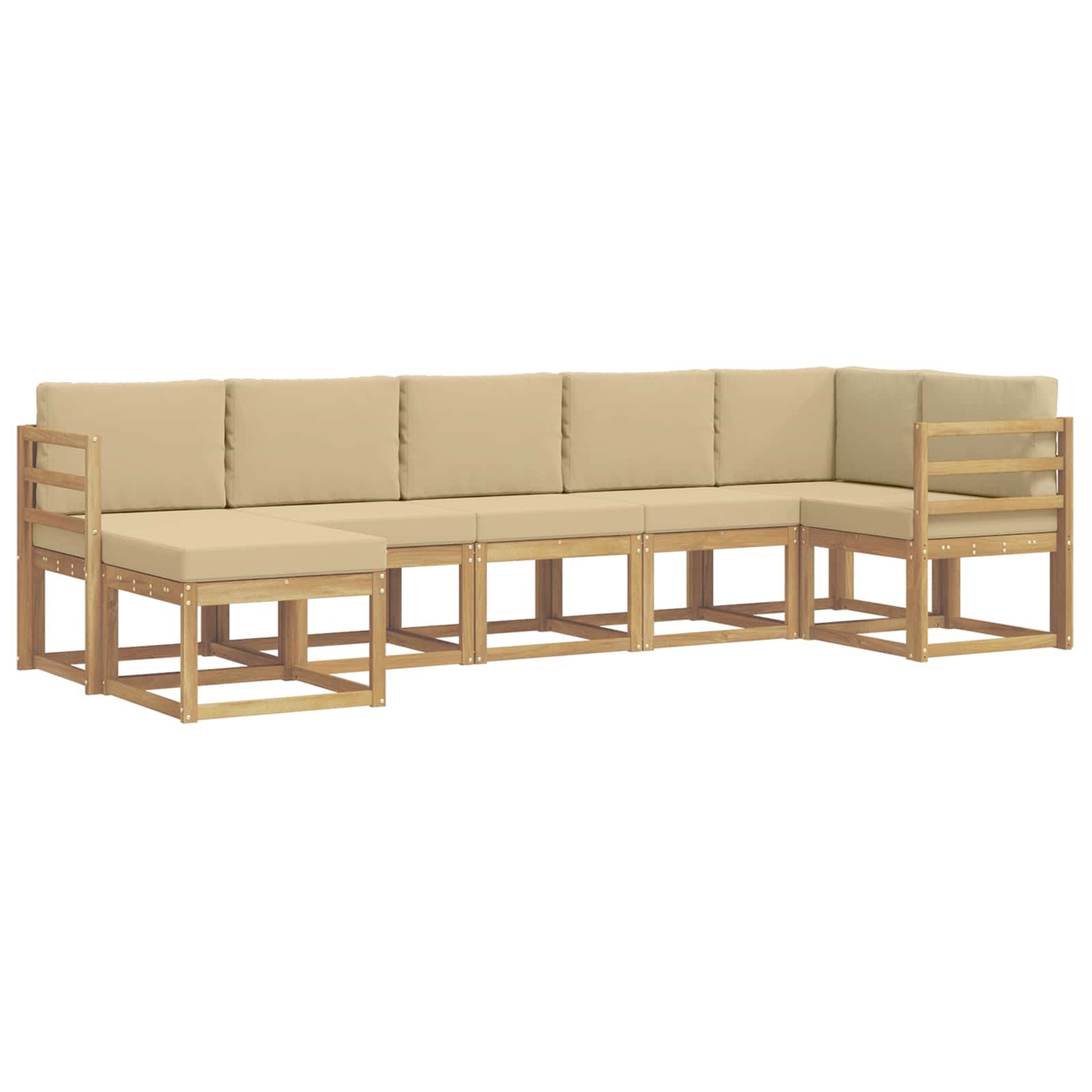 Buiten bankenset met kussen 7 pcs Wit en Beige Polyester is nu te koop bij PeponiXL, paradijselijk wonen!