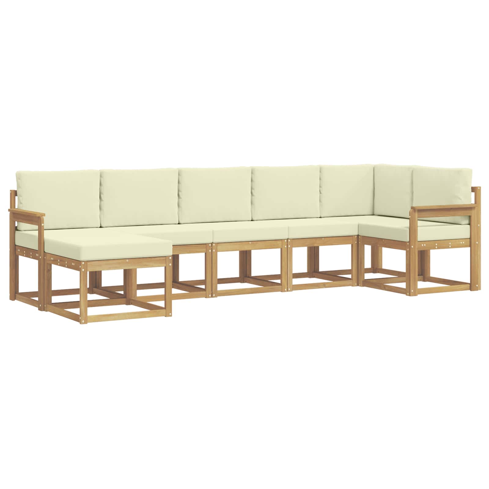 Buiten bankenset met kussen 7 pcs Wit en crèmekleurig Polyester is nu te koop bij PeponiXL, paradijselijk wonen!