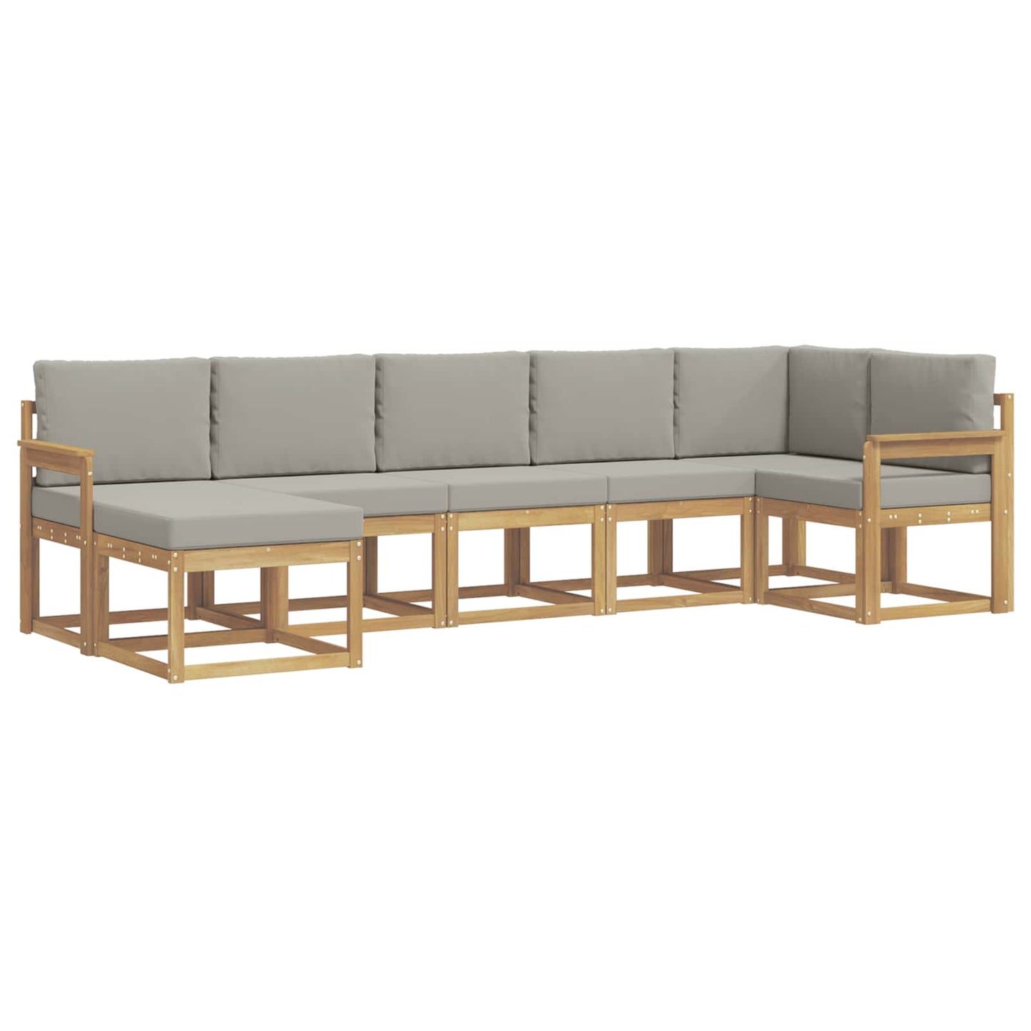 Buiten bankenset met kussen 7 pcs Wit en Lichtgrijs