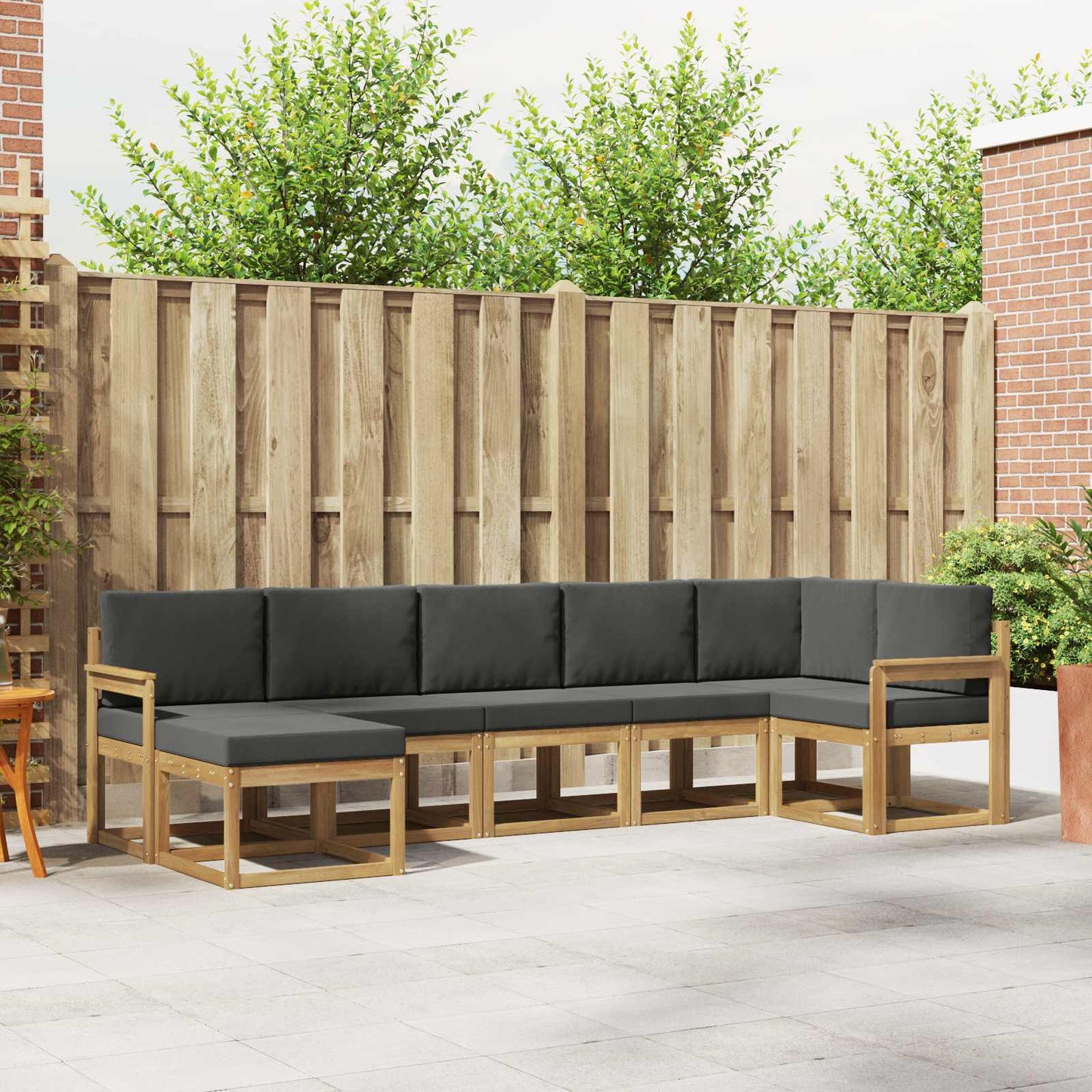 Buiten bankenset 7 pcs Wit en antracietkleurig Polyester is nu te koop bij PeponiXL, paradijselijk wonen!