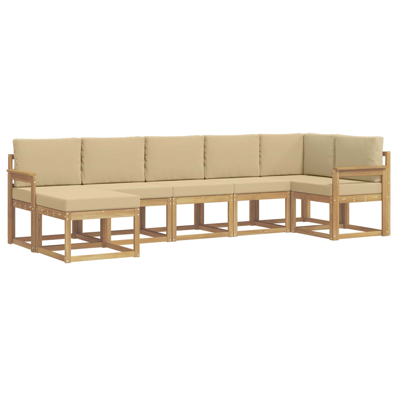 Buiten bankenset met kussen 7 pcs Wit en Beige Polyester is nu te koop bij PeponiXL, paradijselijk wonen!