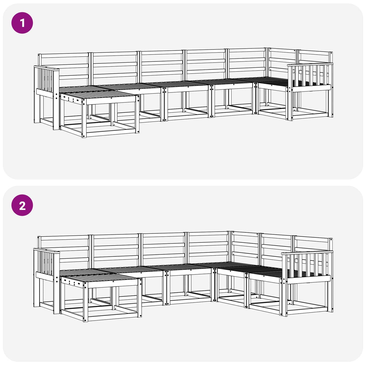 Buiten bankenset 7 pcs Wit Massief Acaciahout