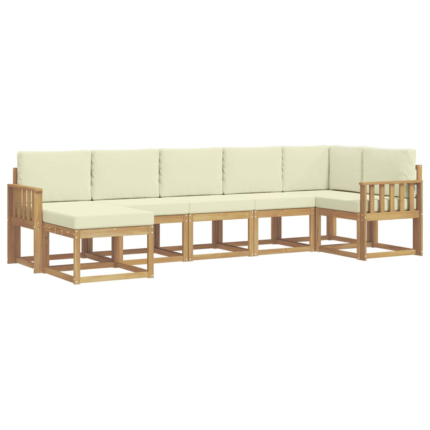 Buiten bankenset met kussen 7 pcs Wit en crèmekleurig Polyester is nu te koop bij PeponiXL, paradijselijk wonen!