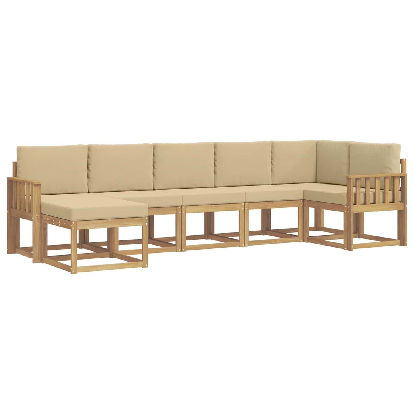 Buiten bankenset met kussen 7 pcs Wit en Beige Polyester is nu te koop bij PeponiXL, paradijselijk wonen!
