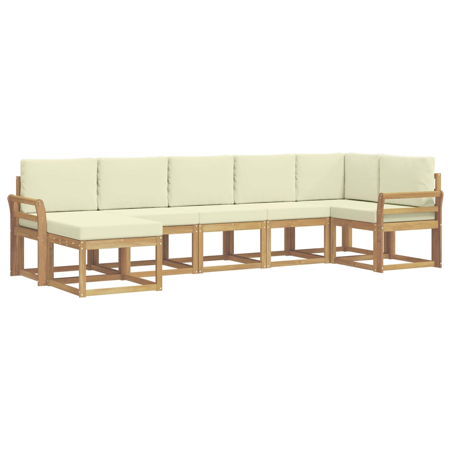 Buiten bankenset met kussen 7 pcs Wit en crèmekleurig Polyester is nu te koop bij PeponiXL, paradijselijk wonen!
