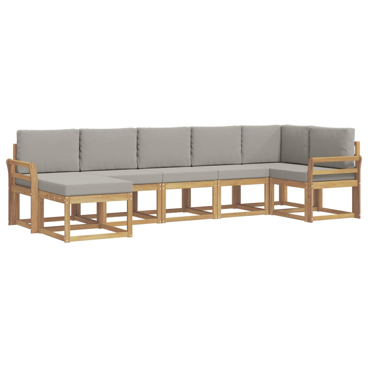 Buiten bankenset met kussen 7 pcs Wit en Lichtgrijs