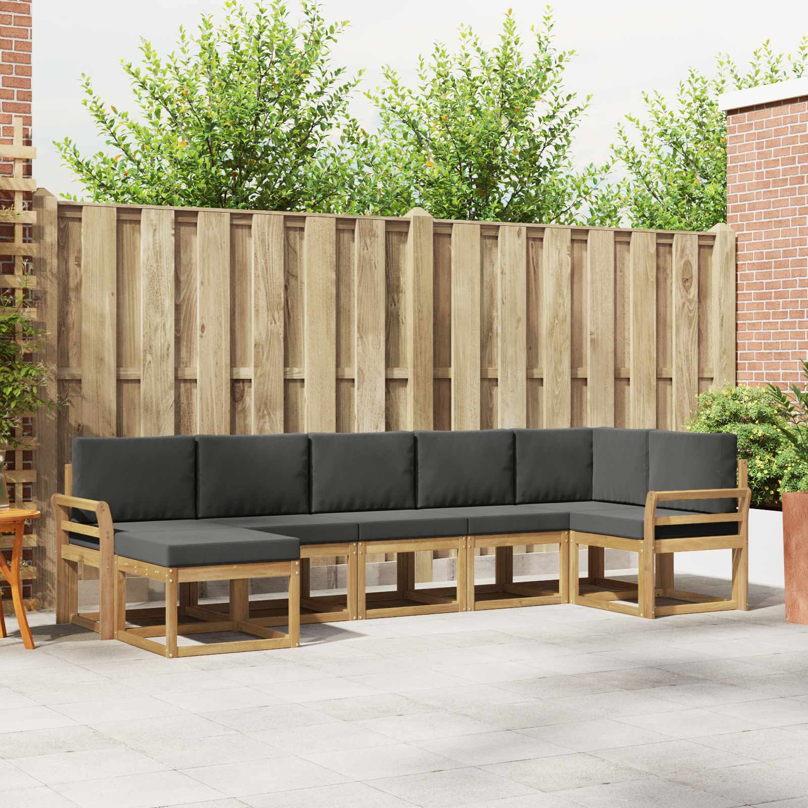 Buiten bankenset 7 pcs Wit en antracietkleurig Polyester is nu te koop bij PeponiXL, paradijselijk wonen!