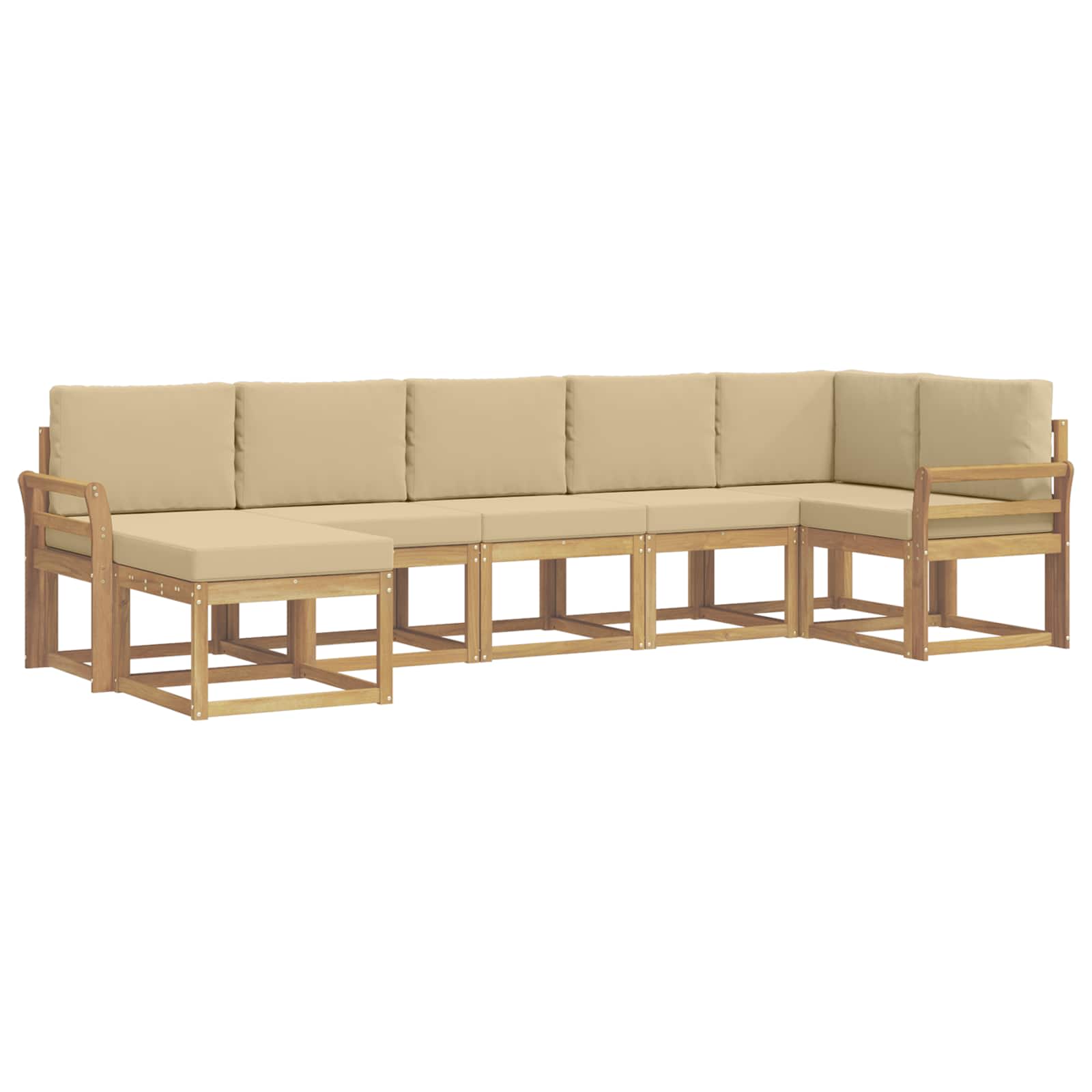 Buiten bankenset met kussen 7 pcs Wit en Beige Polyester is nu te koop bij PeponiXL, paradijselijk wonen!