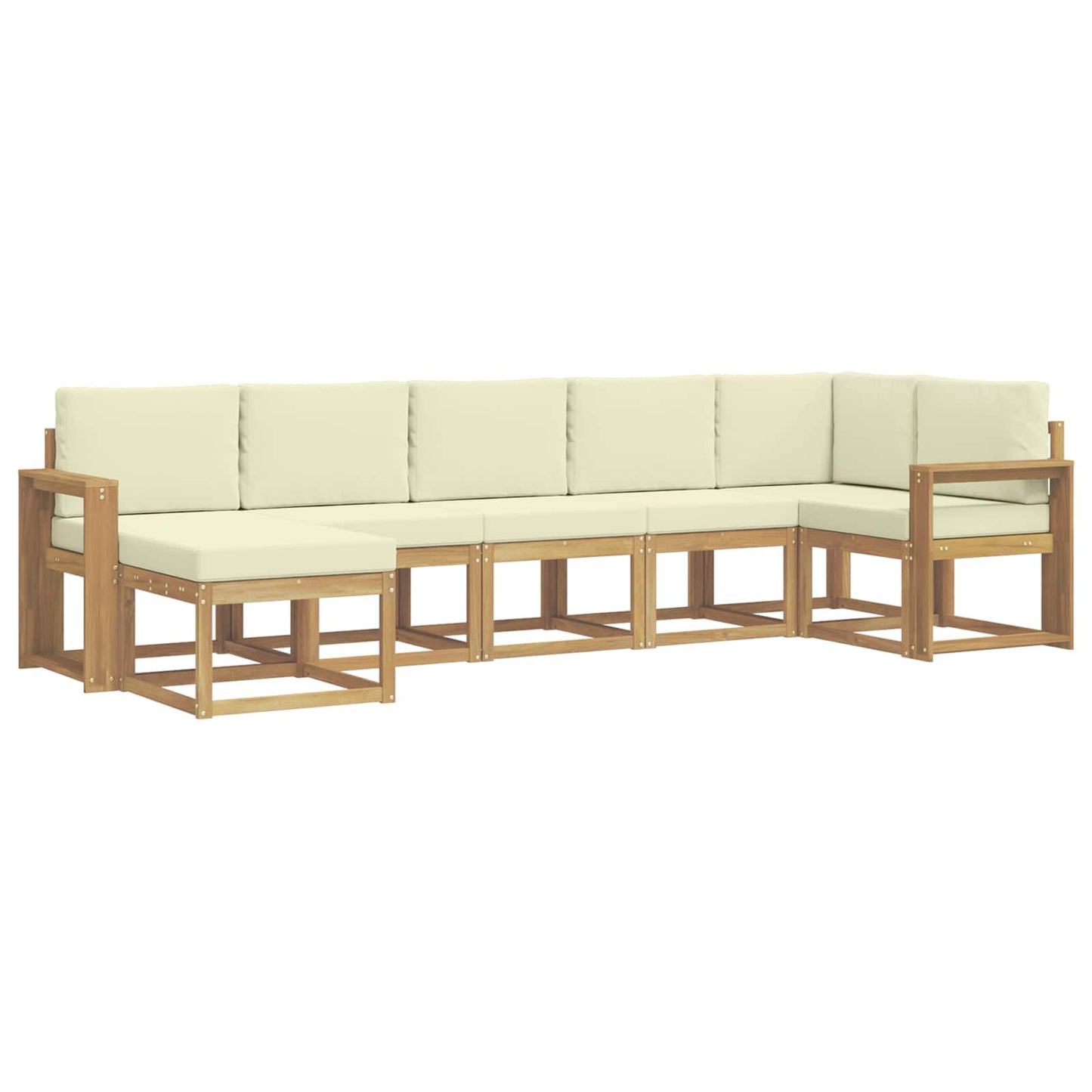 Buiten bankenset met kussen 7 pcs Wit en crèmekleurig Polyester is nu te koop bij PeponiXL, paradijselijk wonen!