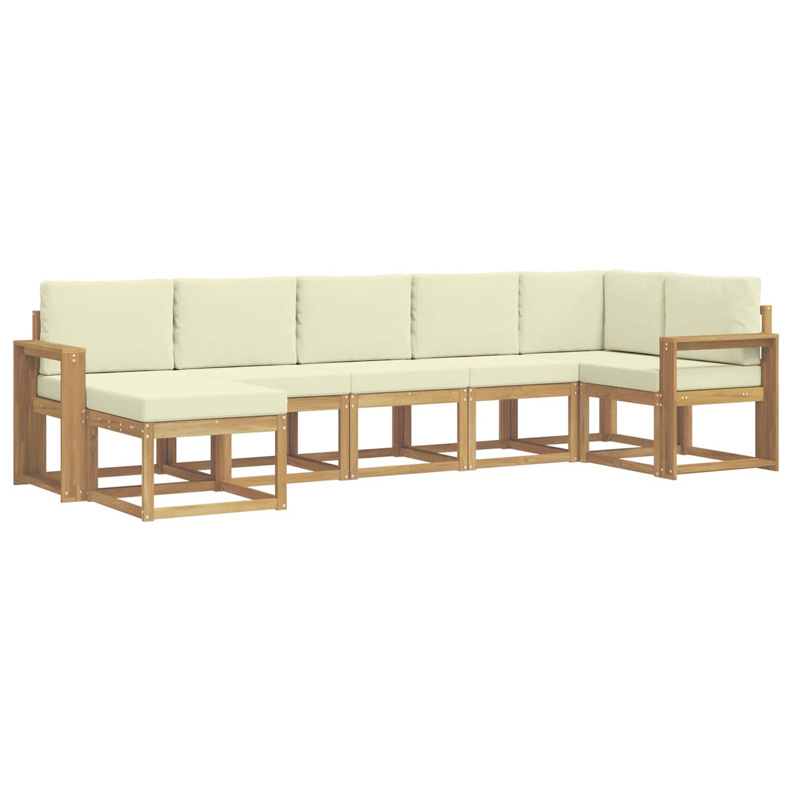 Buiten bankenset met kussen 7 pcs Wit en crèmekleurig Polyester is nu te koop bij PeponiXL, paradijselijk wonen!
