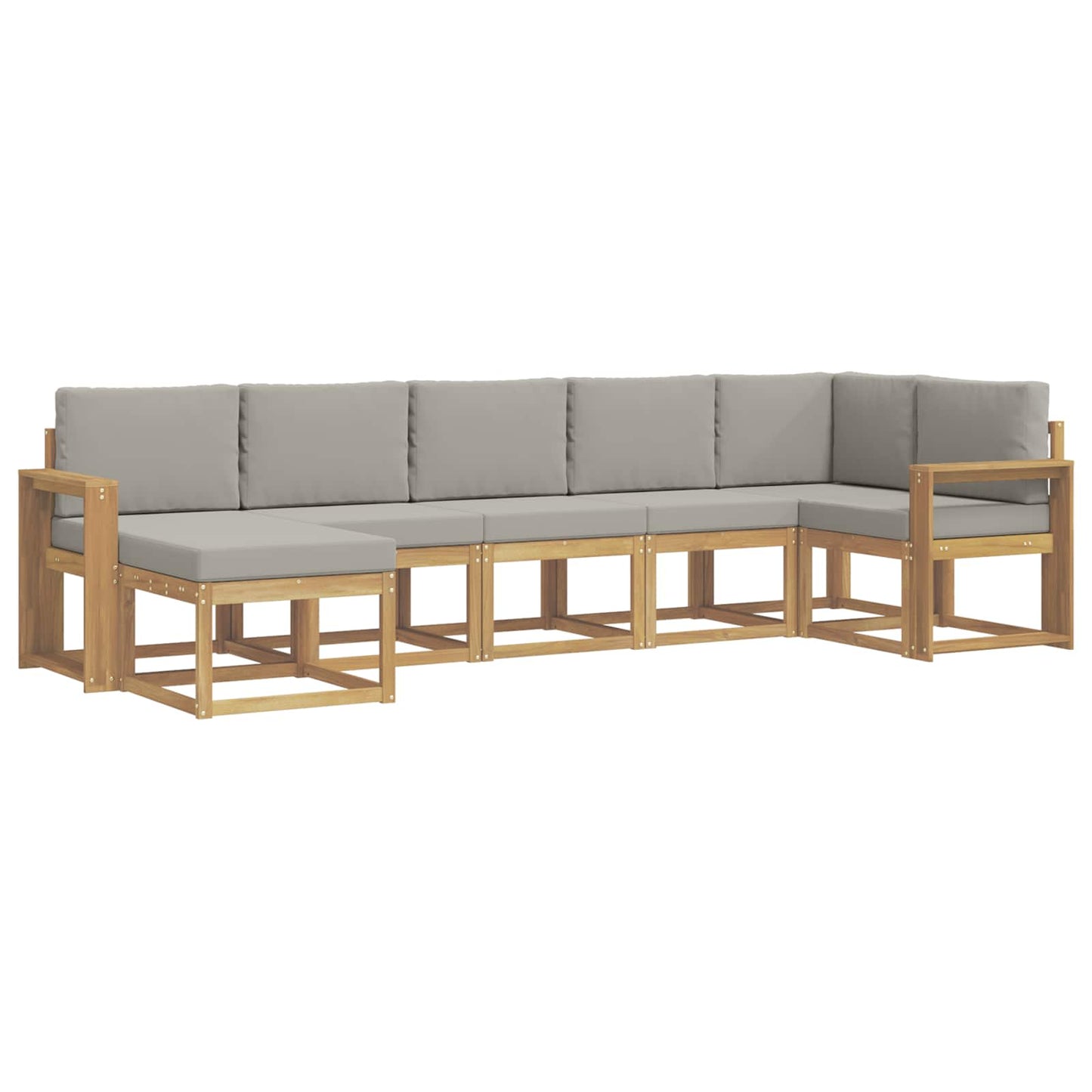 Buiten bankenset met kussen 7 pcs Wit en Lichtgrijs