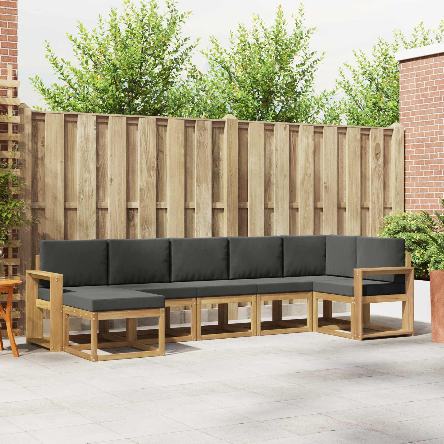 Buiten bankenset 7 pcs Wit en antracietkleurig Polyester is nu te koop bij PeponiXL, paradijselijk wonen!